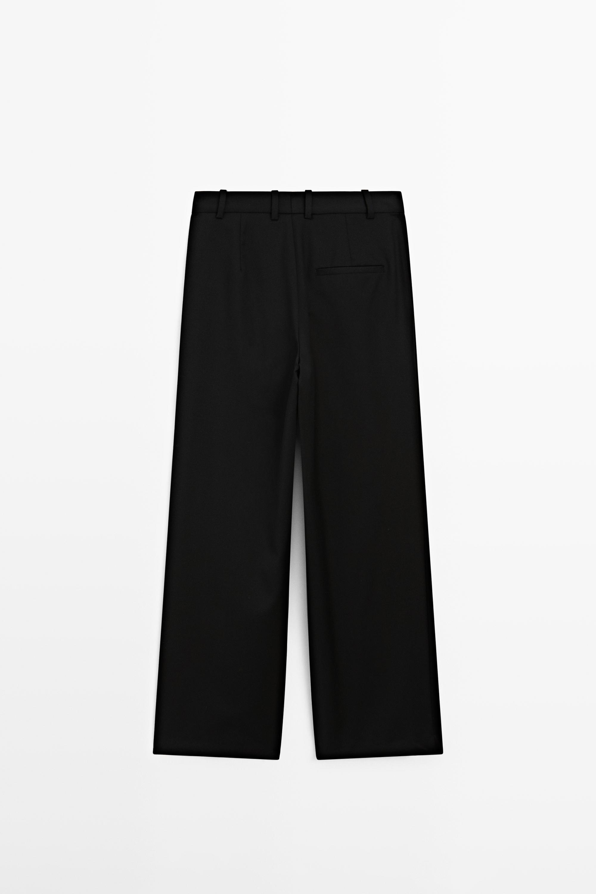 Extra fine wool pleated pants — BLACK