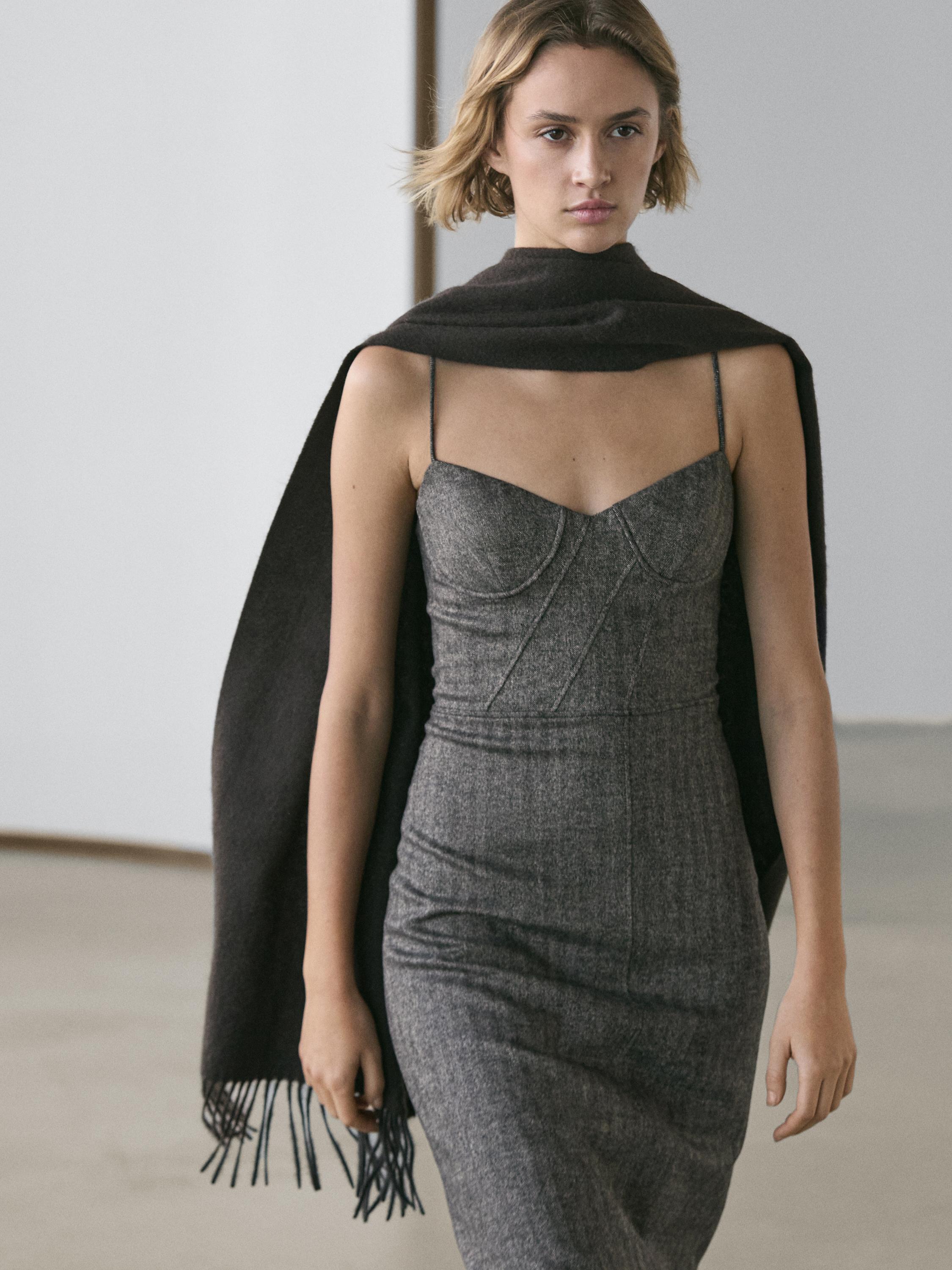 Strappy midi dress — CHARCOAL