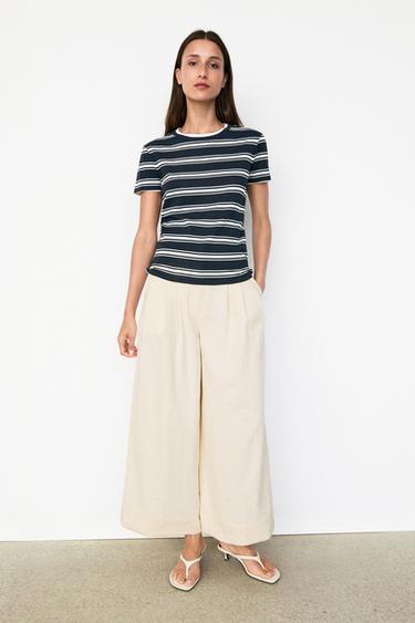 Double-layer striped short sleeve T-shirt — BLUE 8