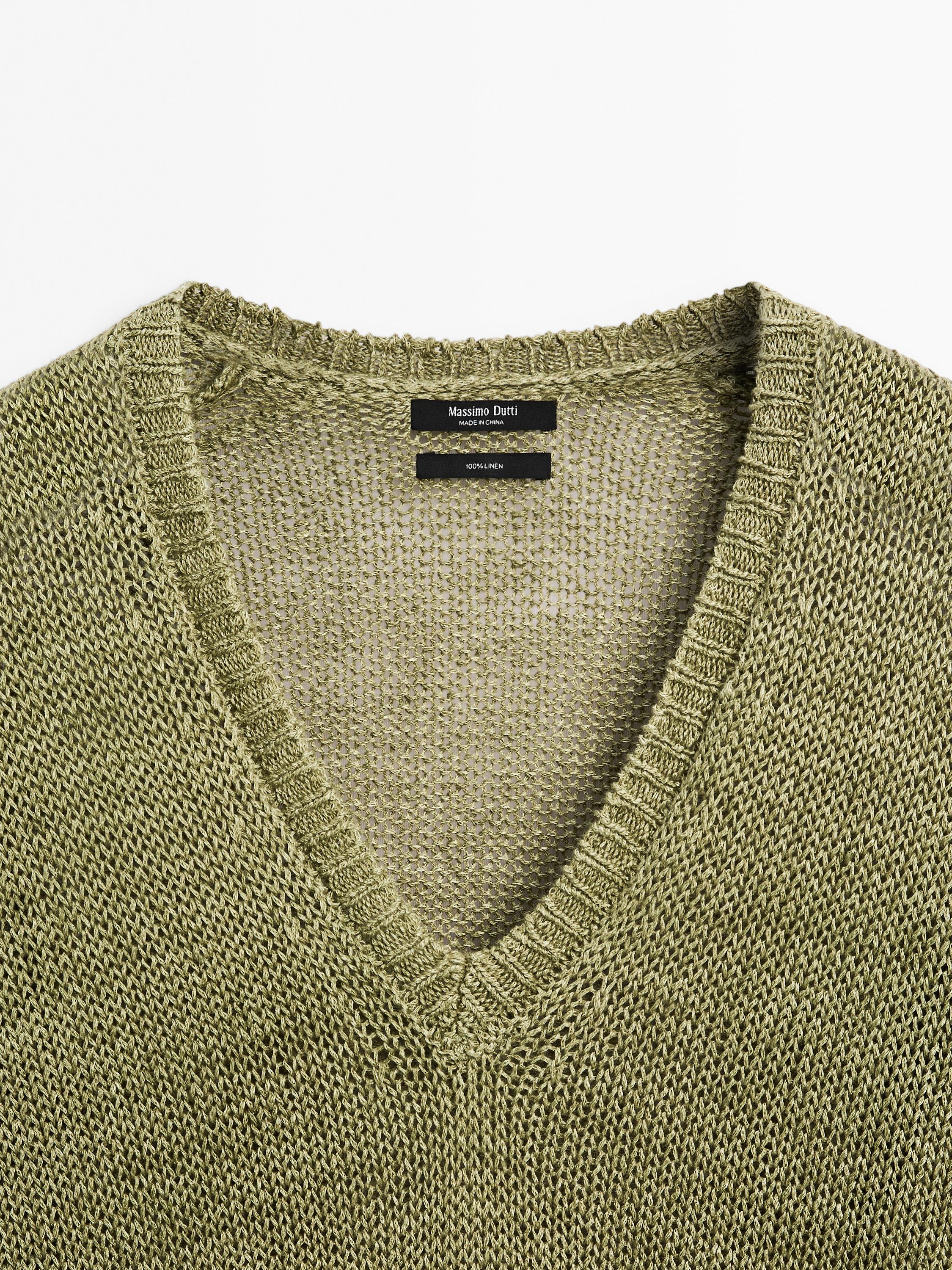 100% linen cutwork sweater