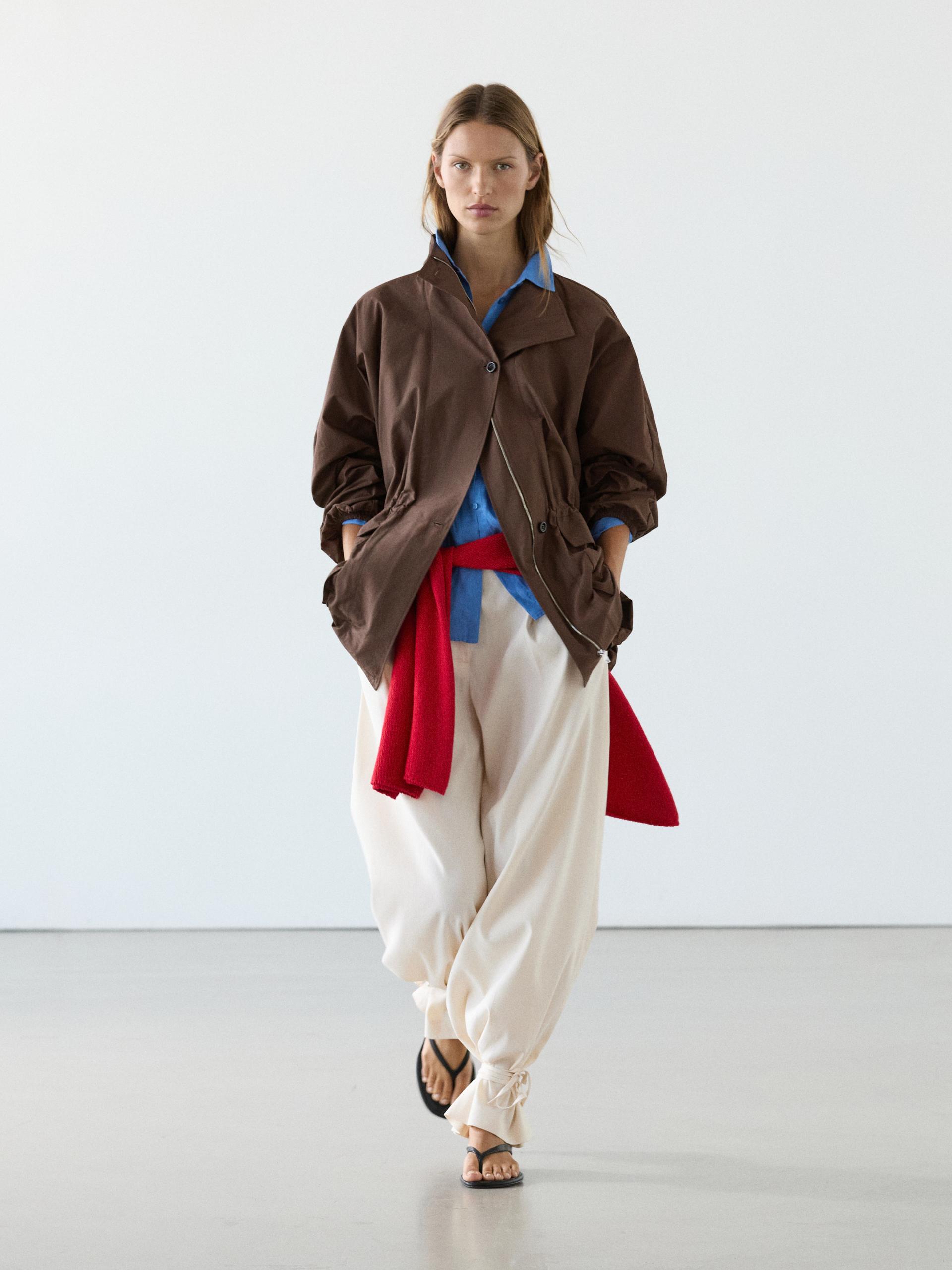 Massimo Dutti Parka Imbottita Con Dettaglio Sul Collo In Brown