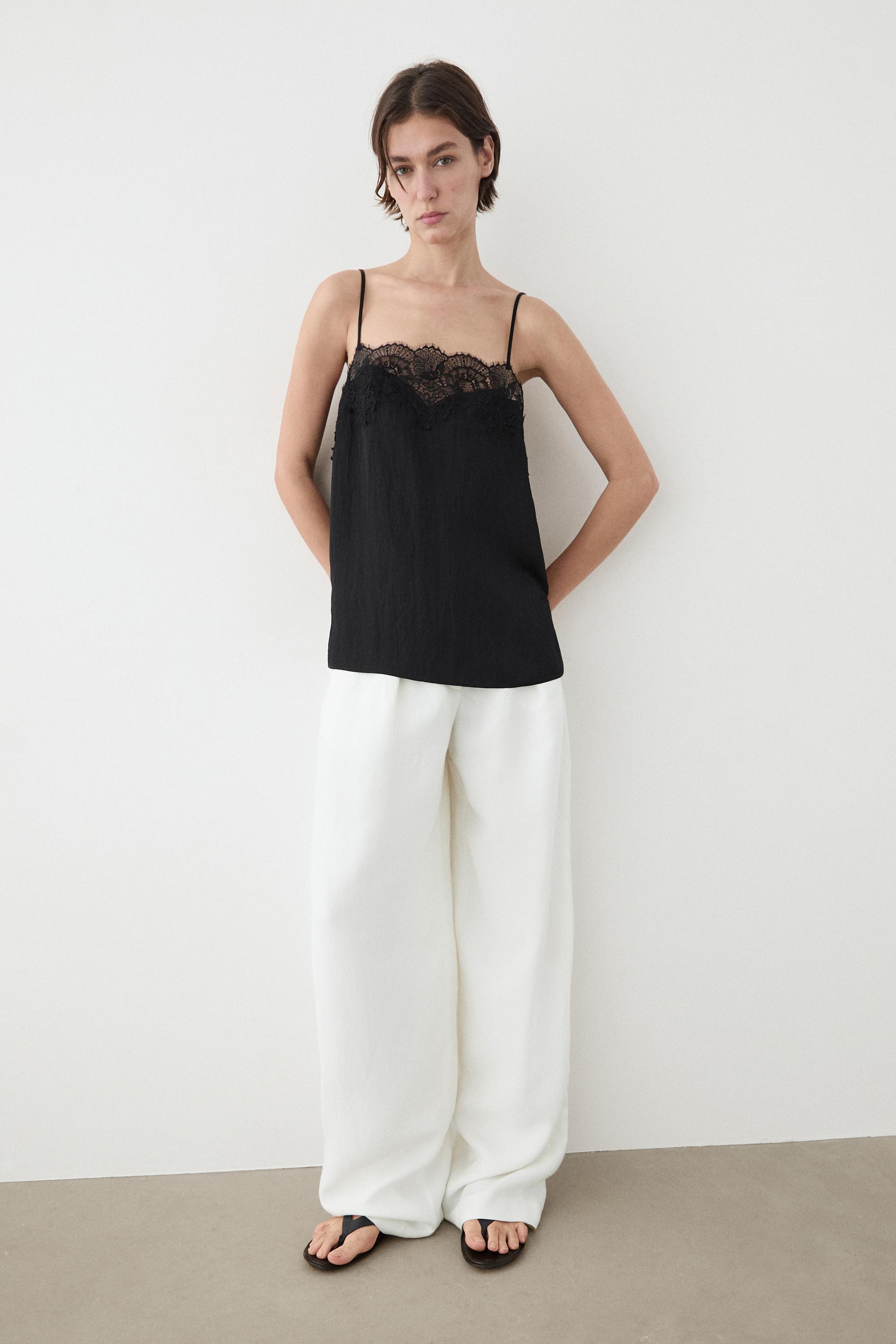 Lace camisole top — BLACK