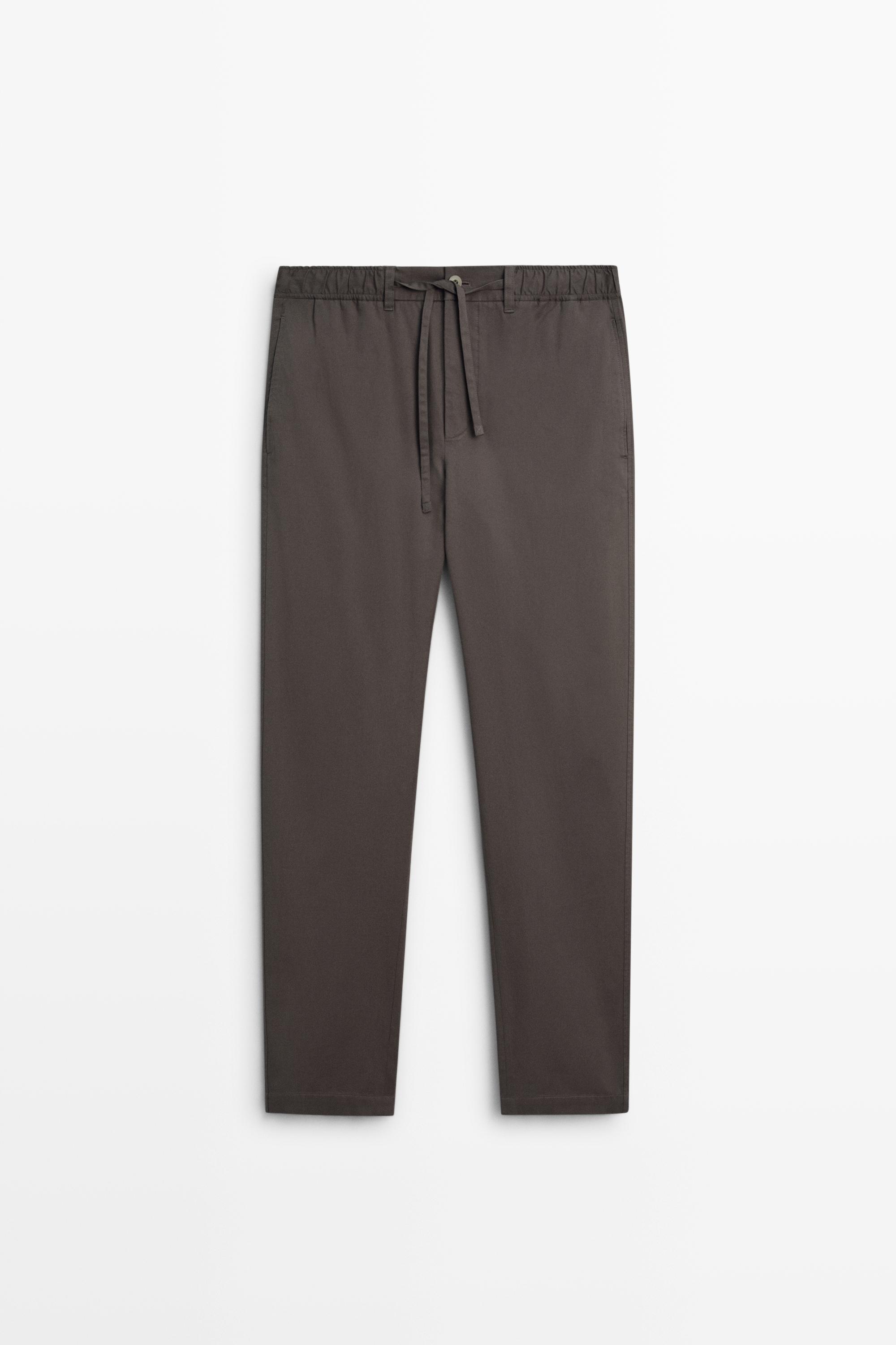 Cotton blend jogger fit pants — GREY