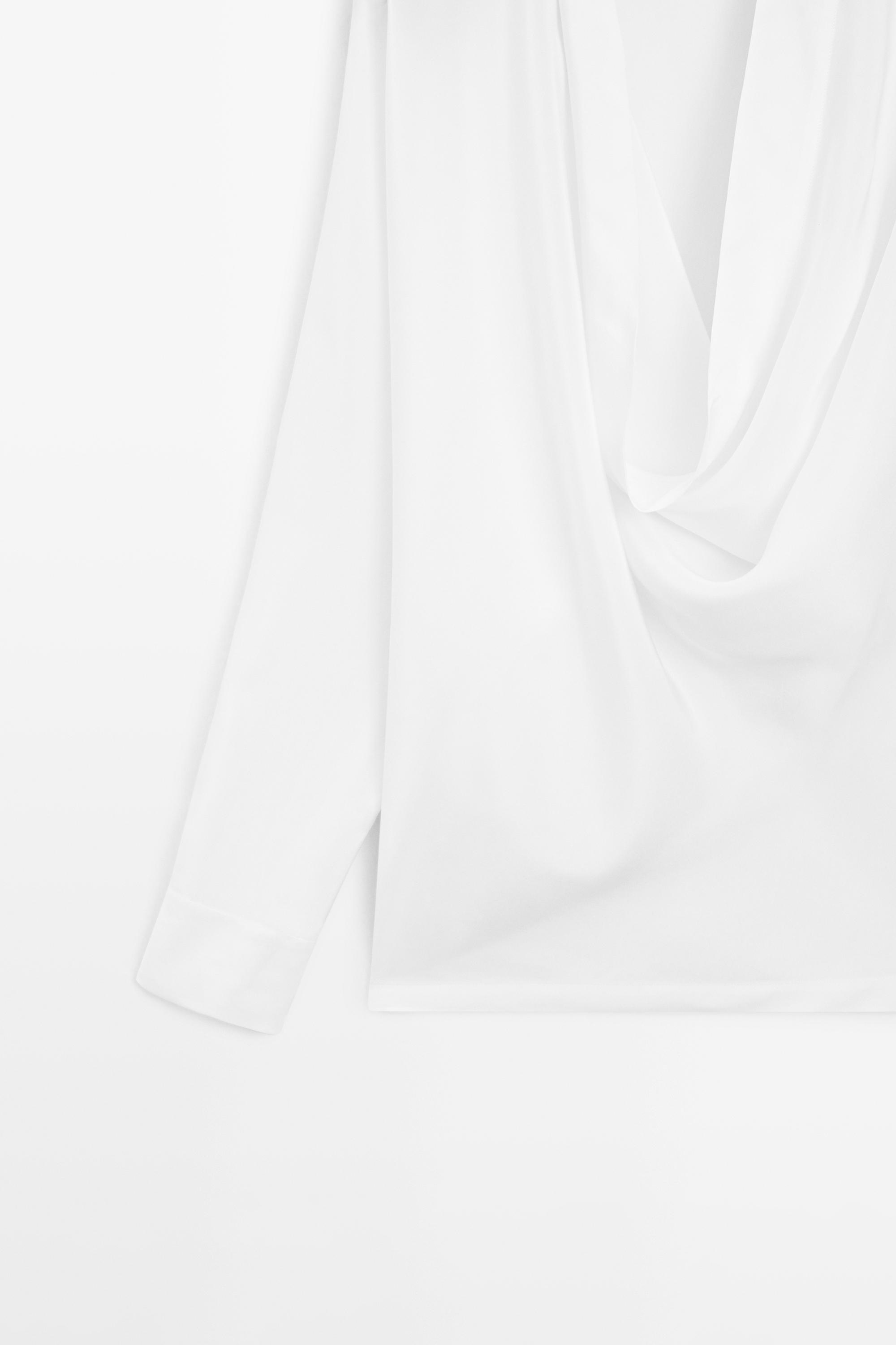 Flowing shirt with cowl neckline detail — WHITE