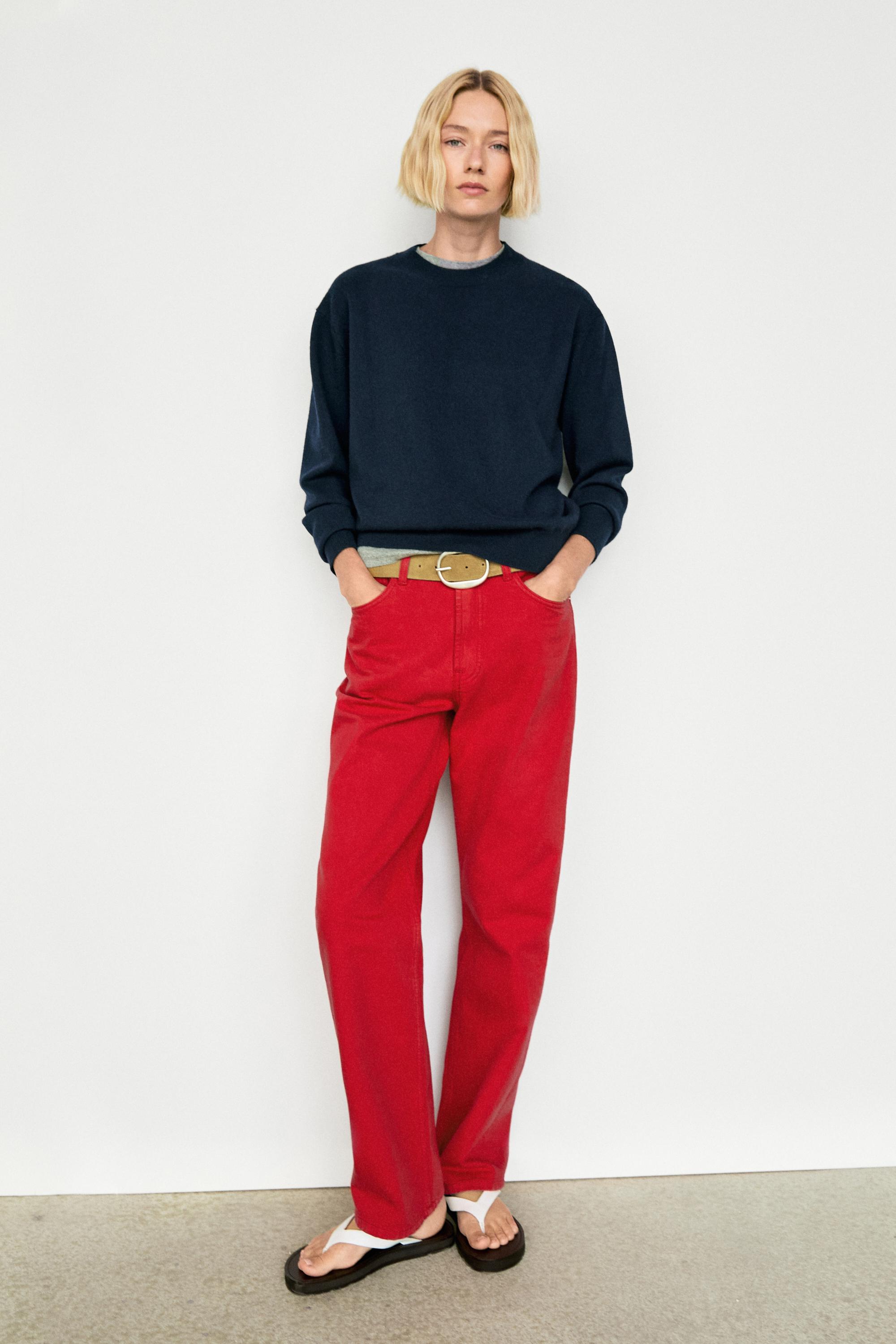 100% cashmere long sleeve sweater — NAVY BLUE (alternate view)
