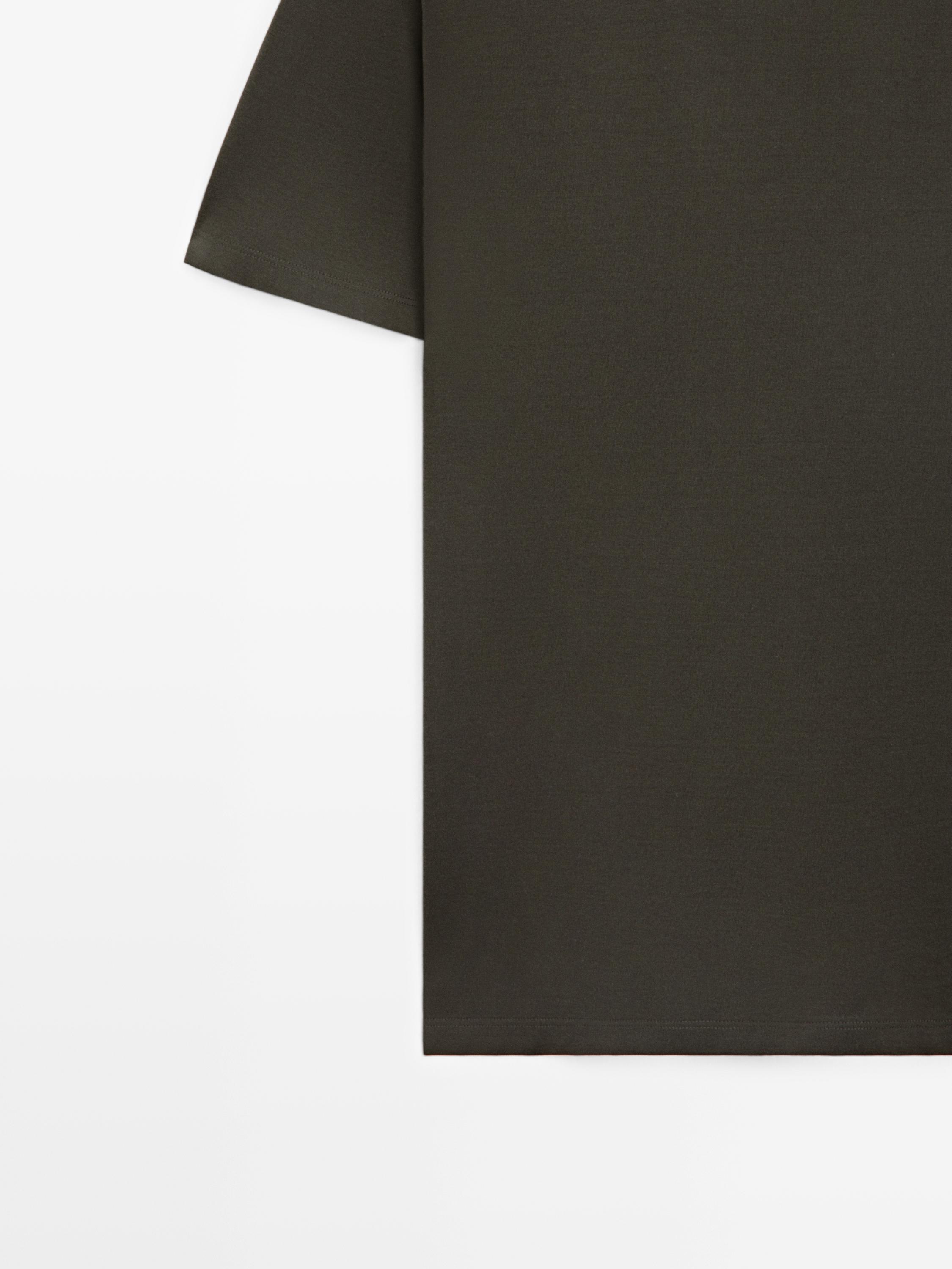 Cotton V-neck polo shirt — DARK GREEN
