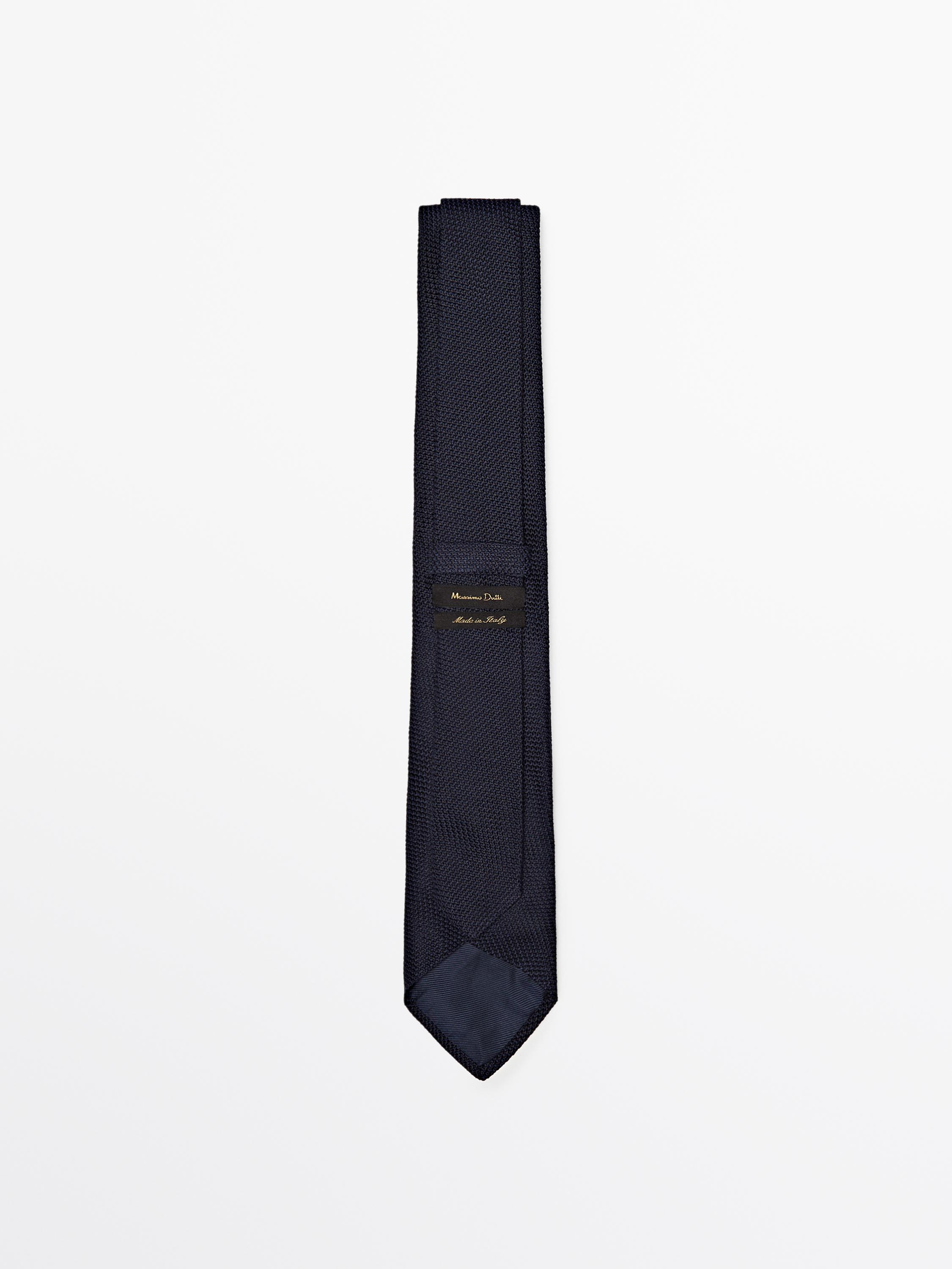 100% garza silk micro textured tie — NAVY BLUE