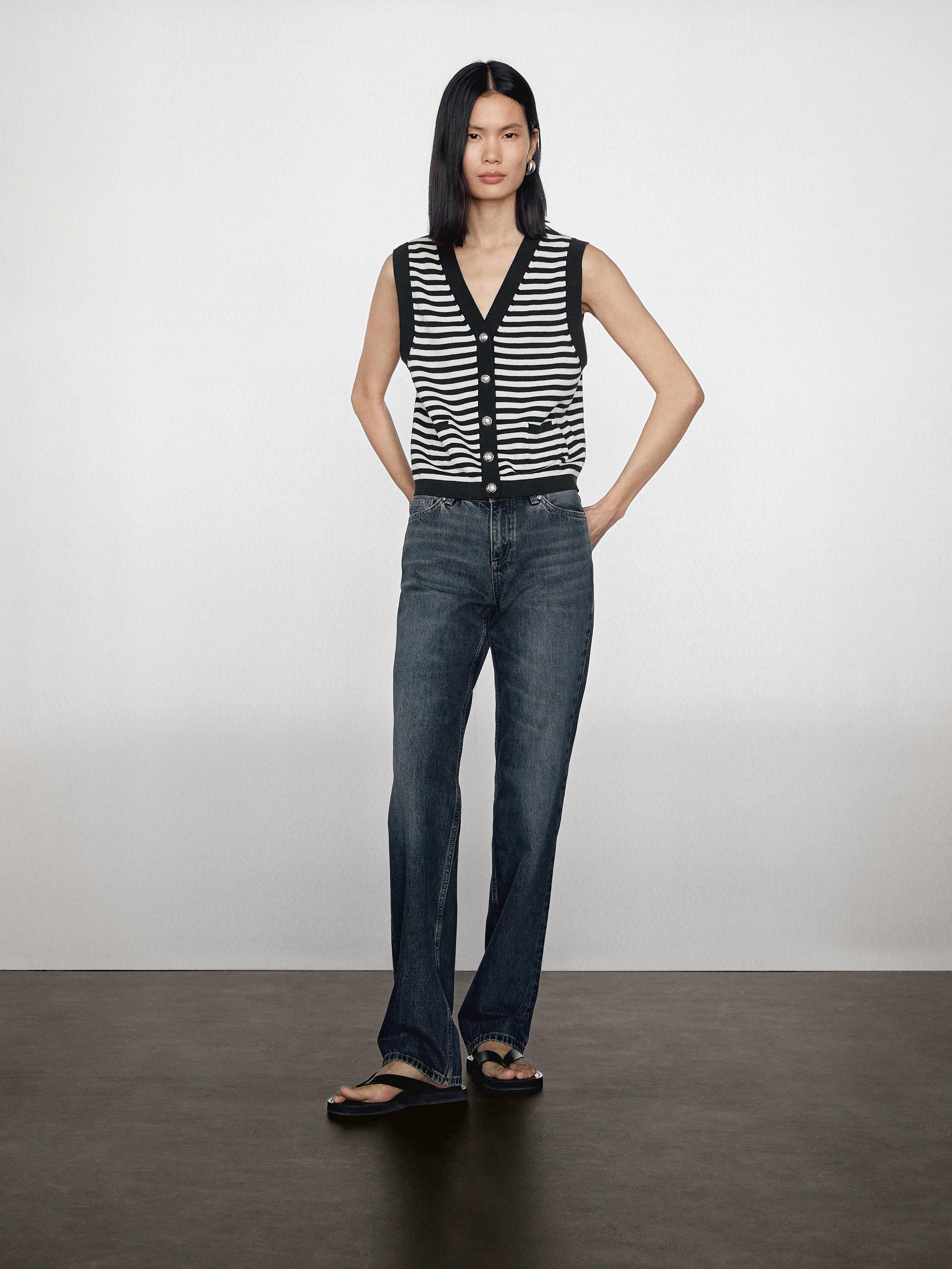 100% cotton knit vest with rhinestone buttons