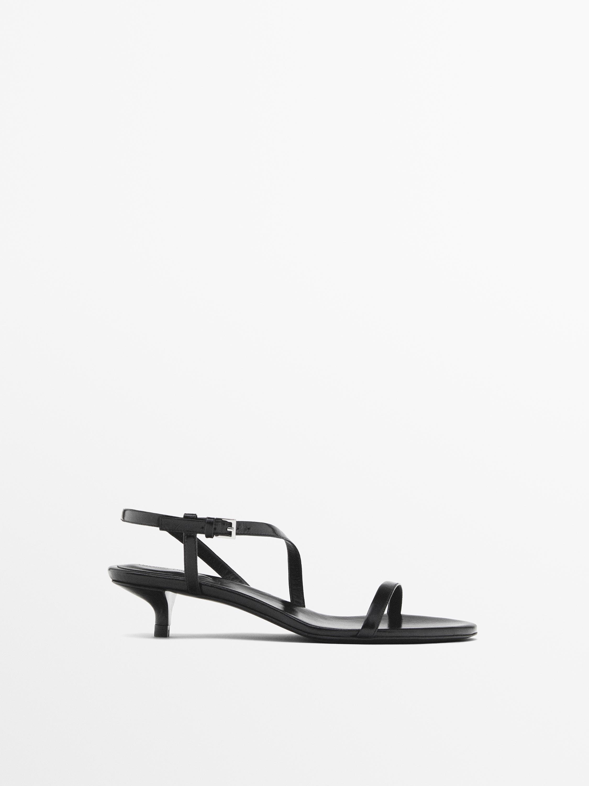 Sandalias Cuero Sandalias Negras Massimo Dutti Sandalia Tiras