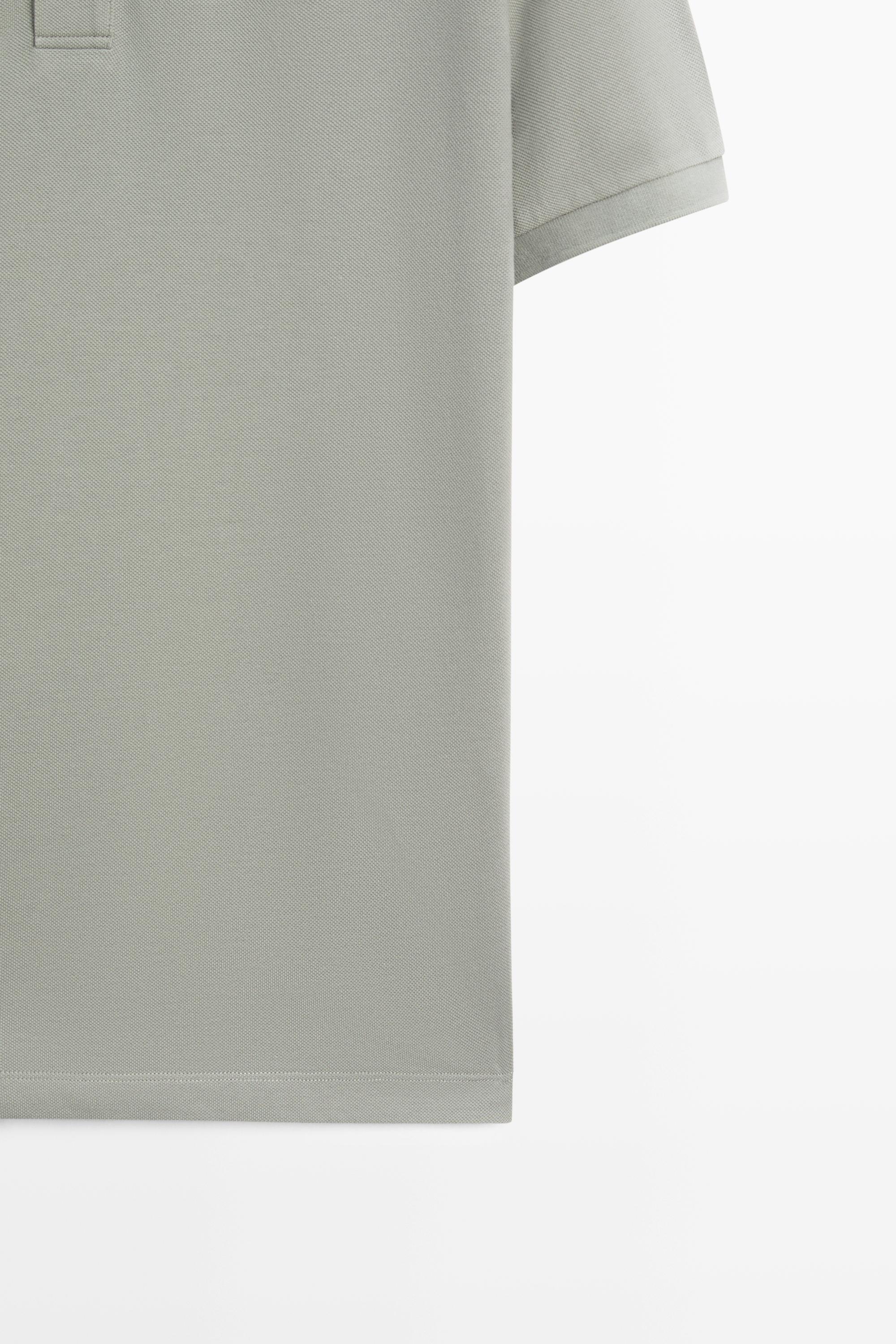Micro-textured cotton piqué polo shirt — Sea green