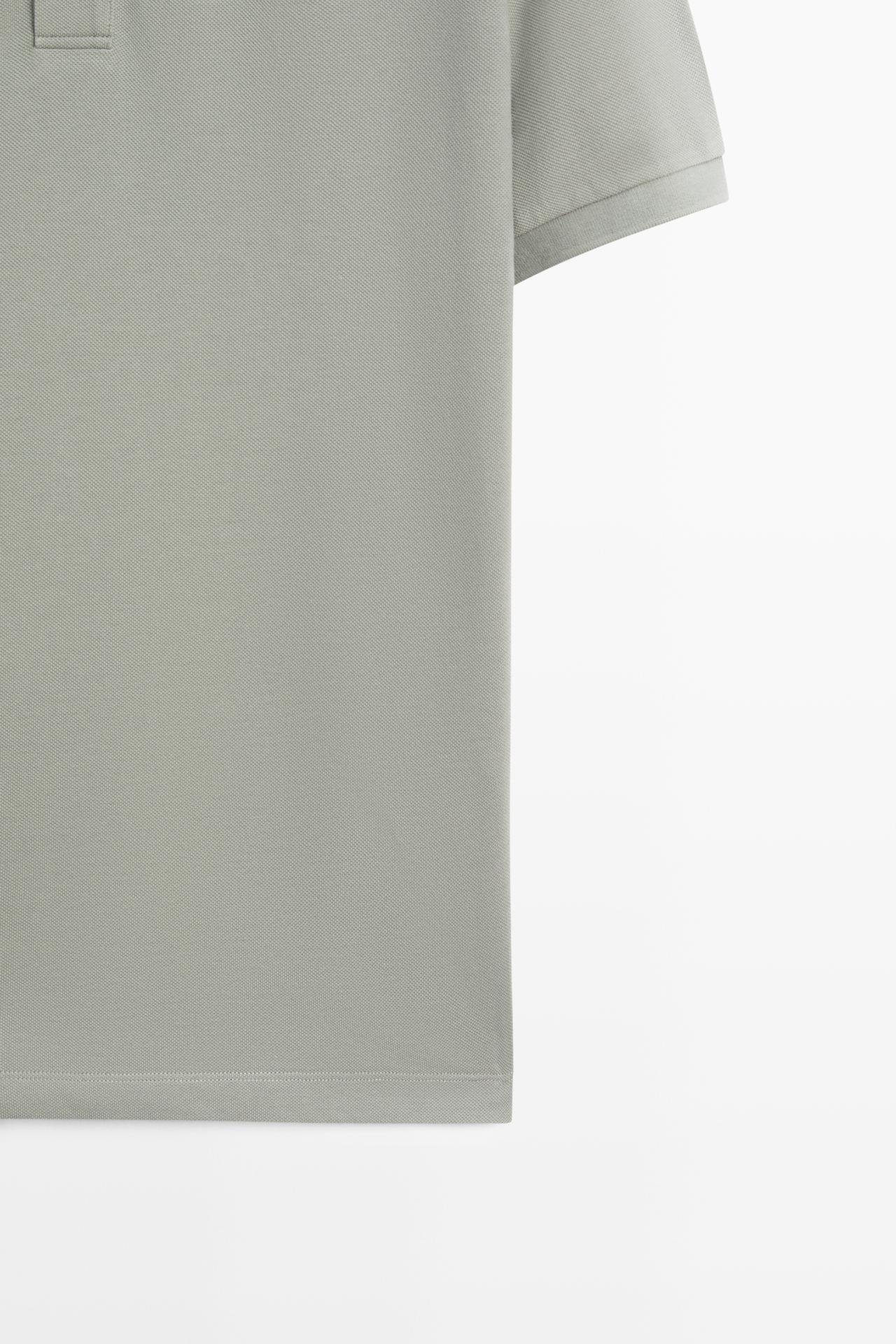 Micro-textured cotton piqué polo shirt — Sea green
