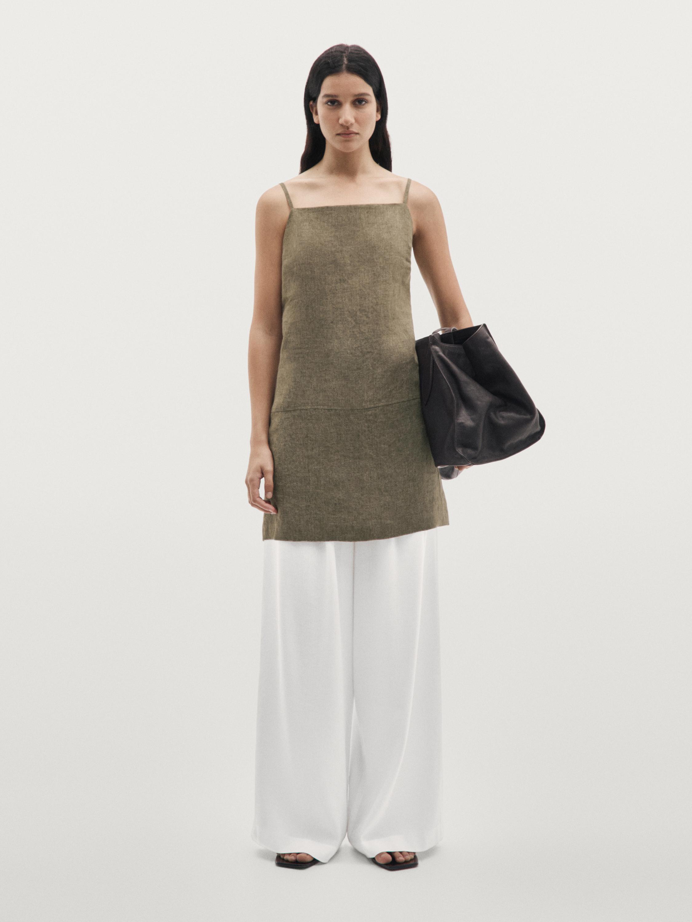 100% linen short dress