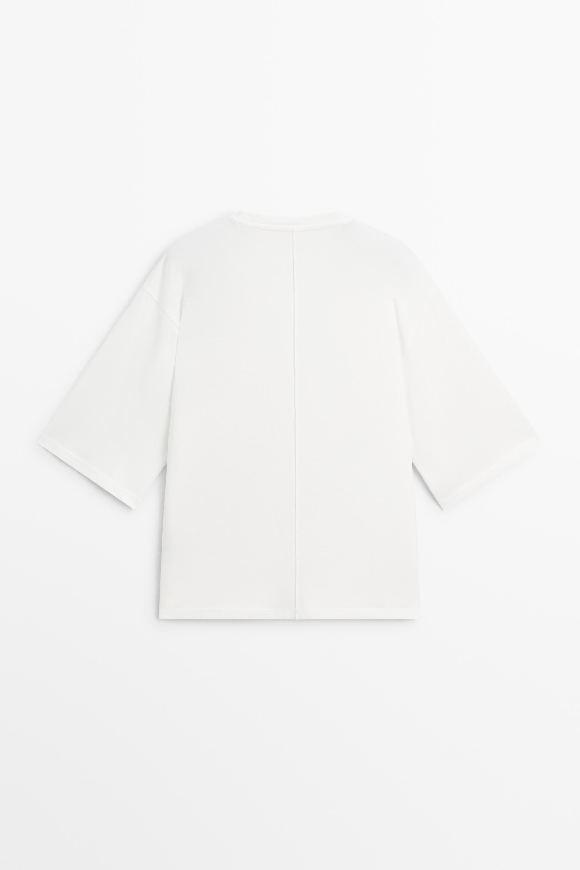 100% cotton short sleeve seamed T-shirt — Off white