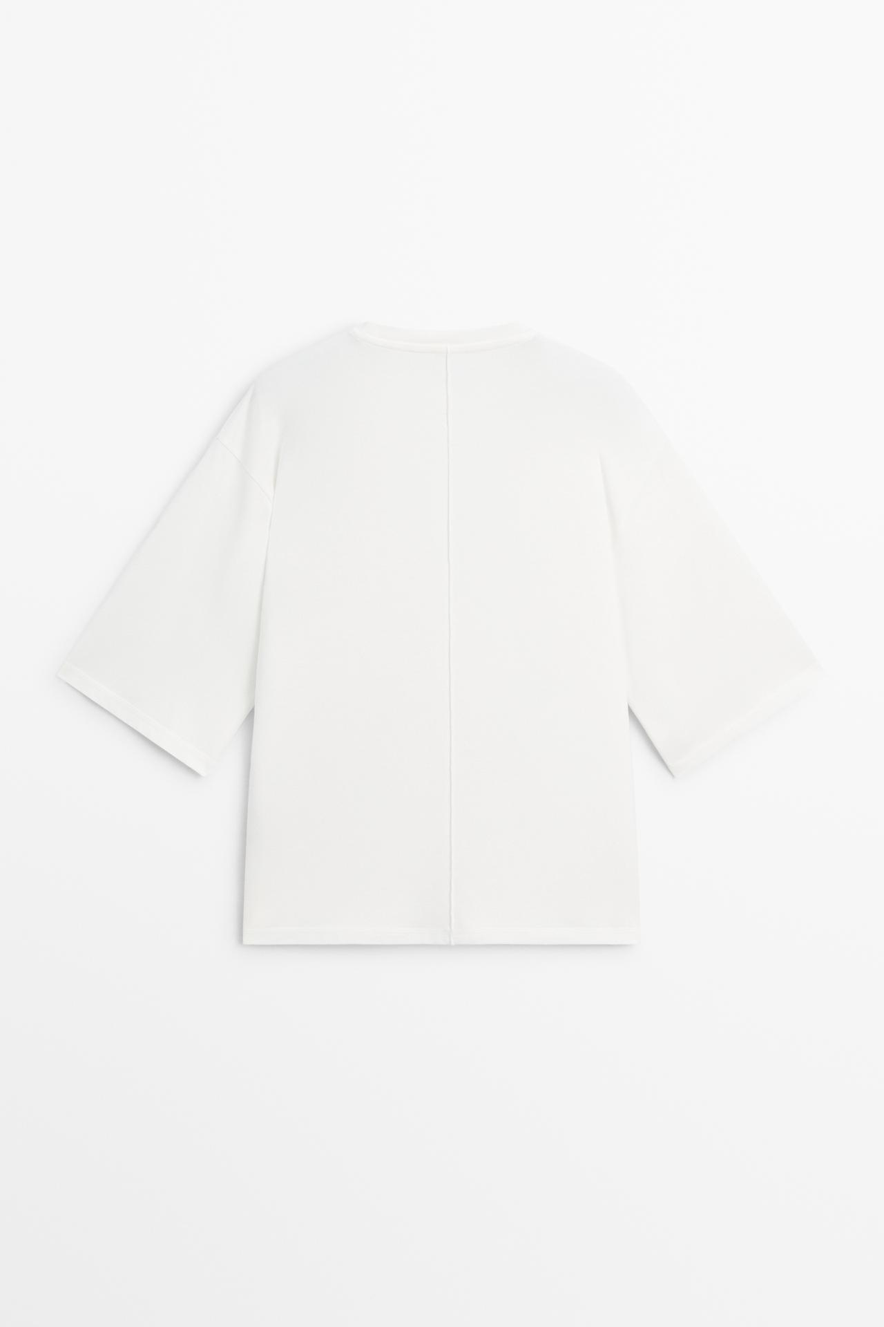100% cotton short sleeve seamed T-shirt — Off white