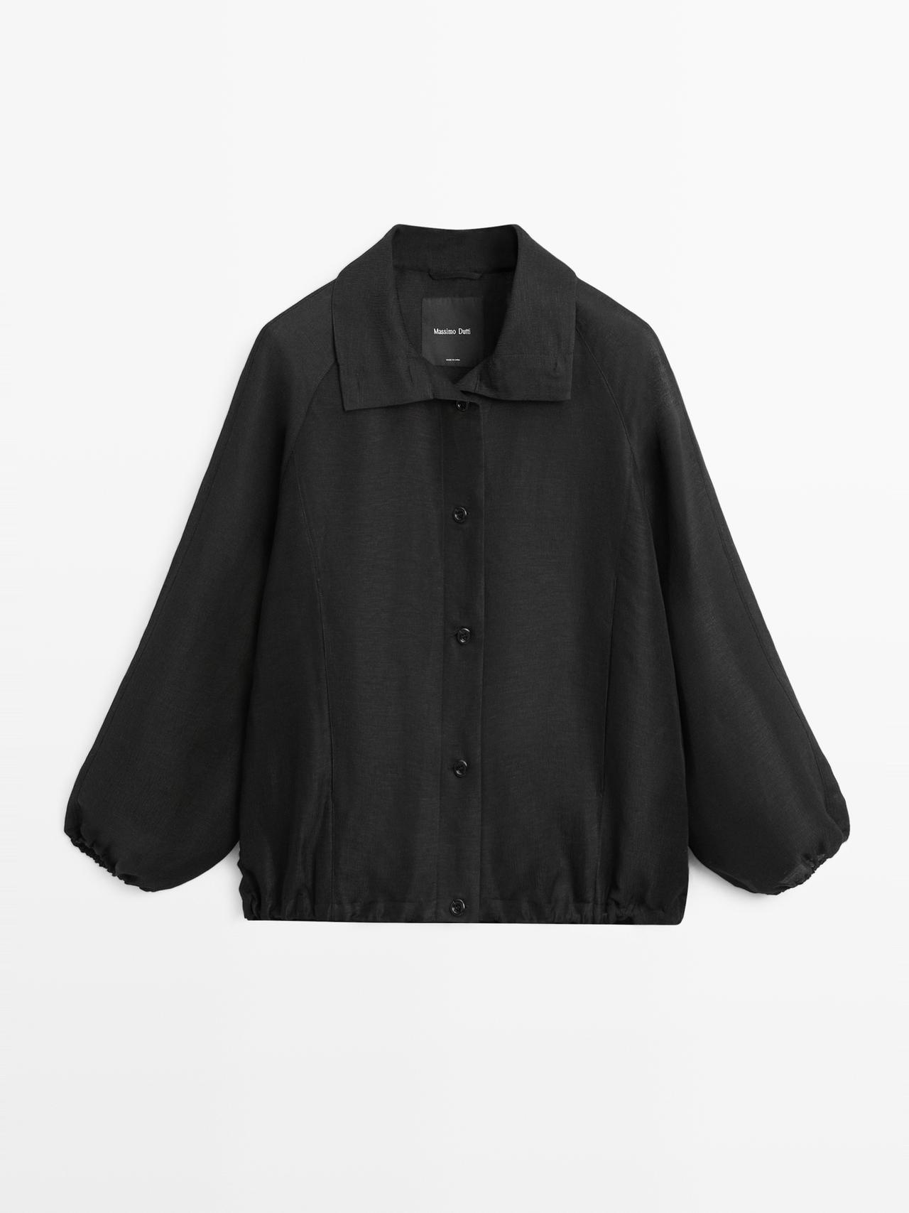 Massimo Dutti - Dame - Bomberjakke I Hør Og Silke - Sort - L