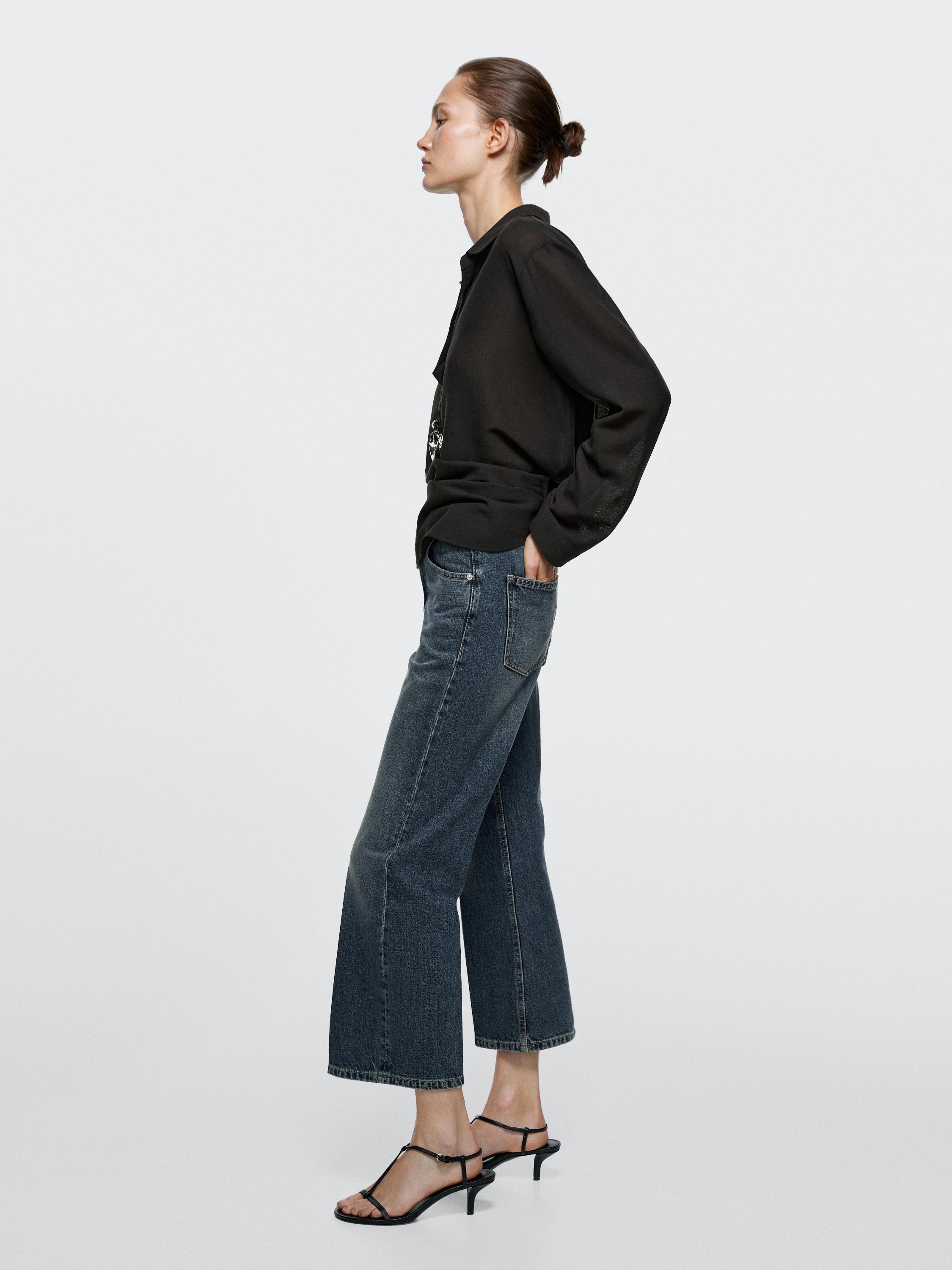 Mid-rise cropped flare fit jeans — MEDIUM BLUE