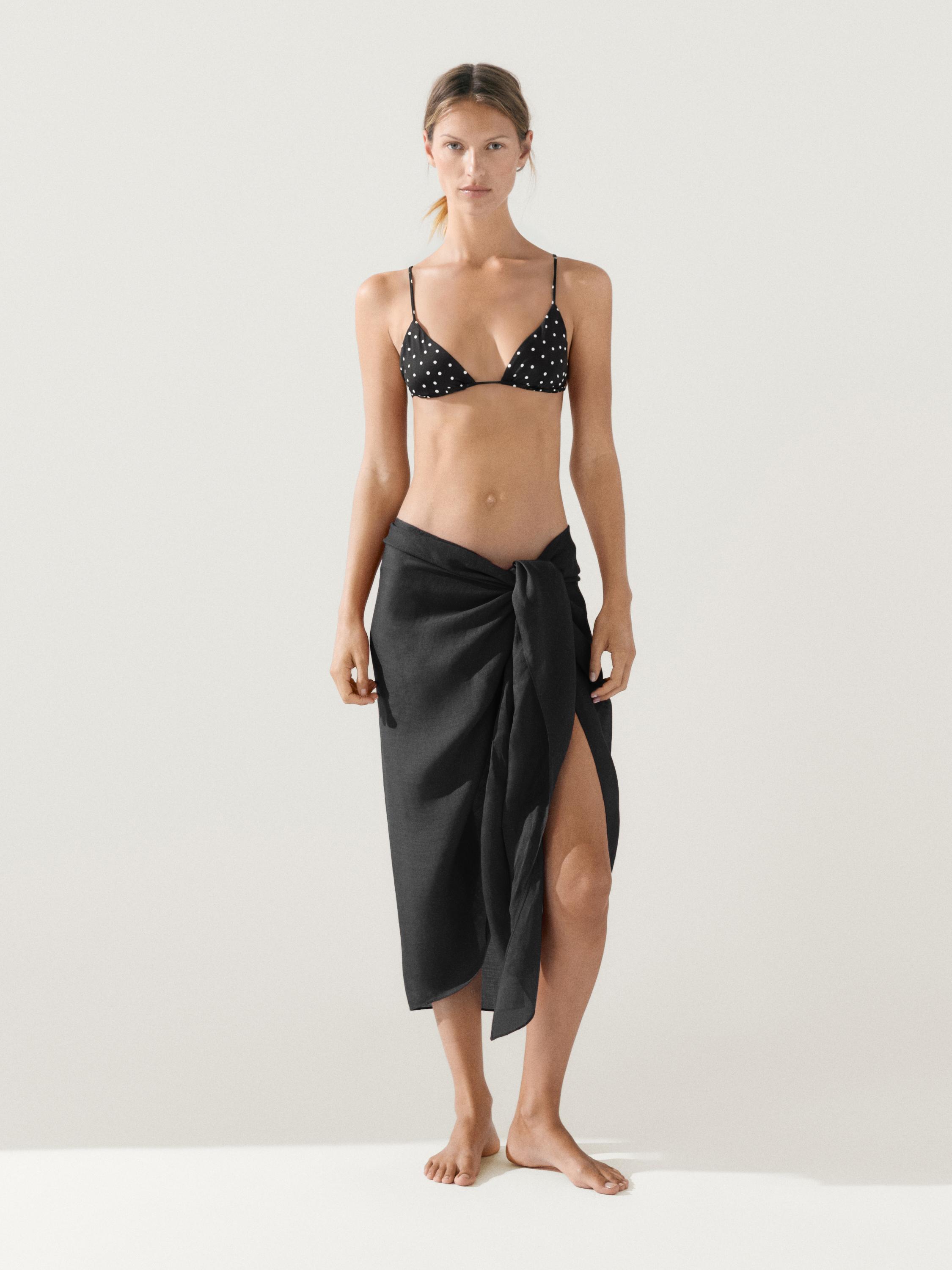 100% ramie pareo skirt — BLACK