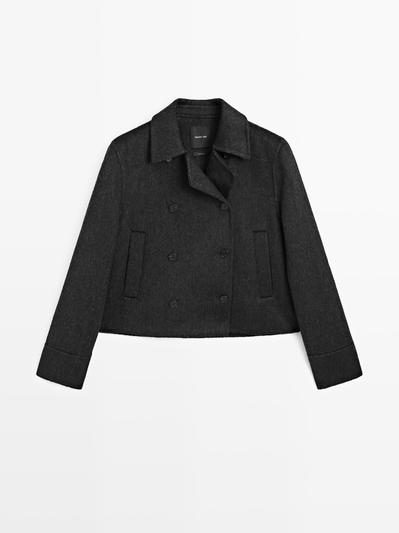 Massimo Dutti - Dames - Korte Imitatiebont Jas - Donkergrijs - M