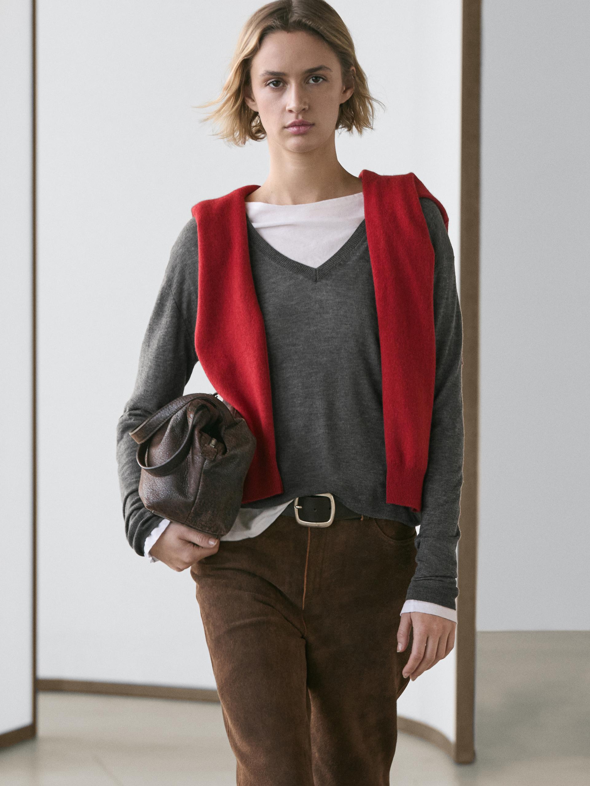 Maglia In Misto Lana E Seta - Verdoso - M - Massimo Dutti - Femminile