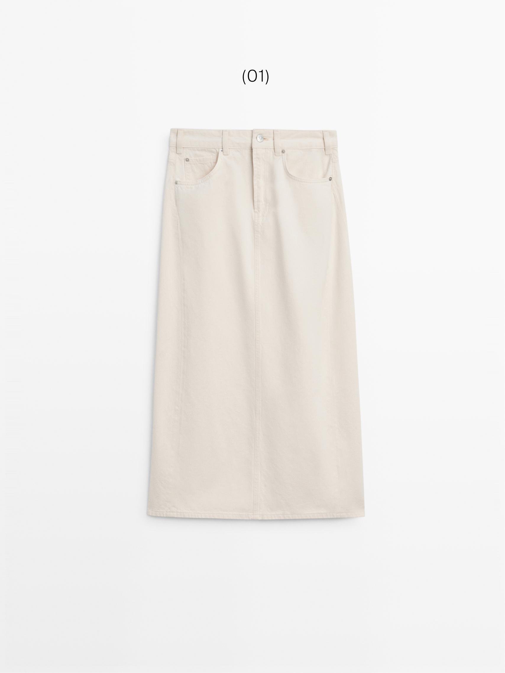 Barrel fit denim midi skirt — CREAM