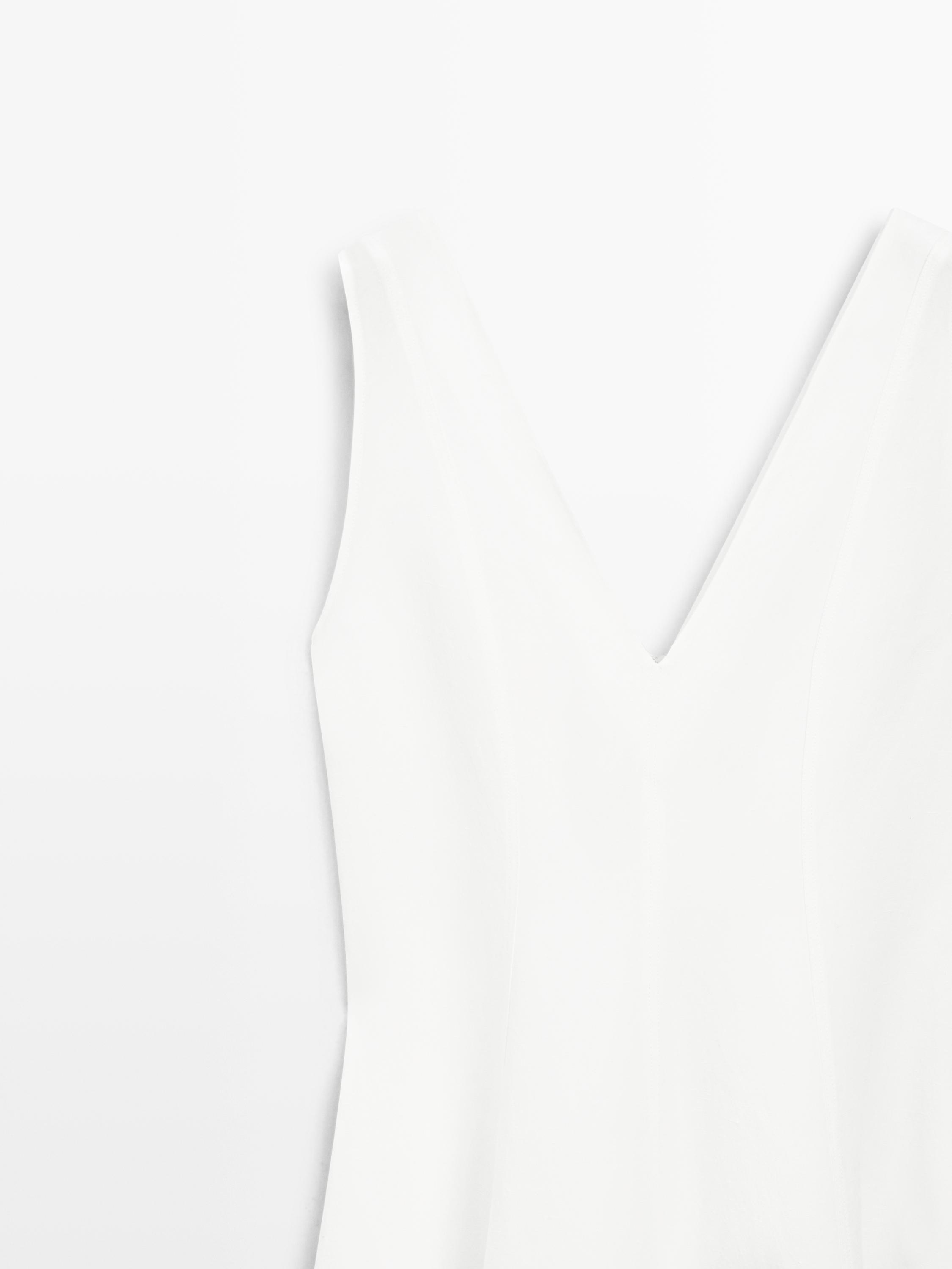 Flowing linen blend midi dress — WHITE