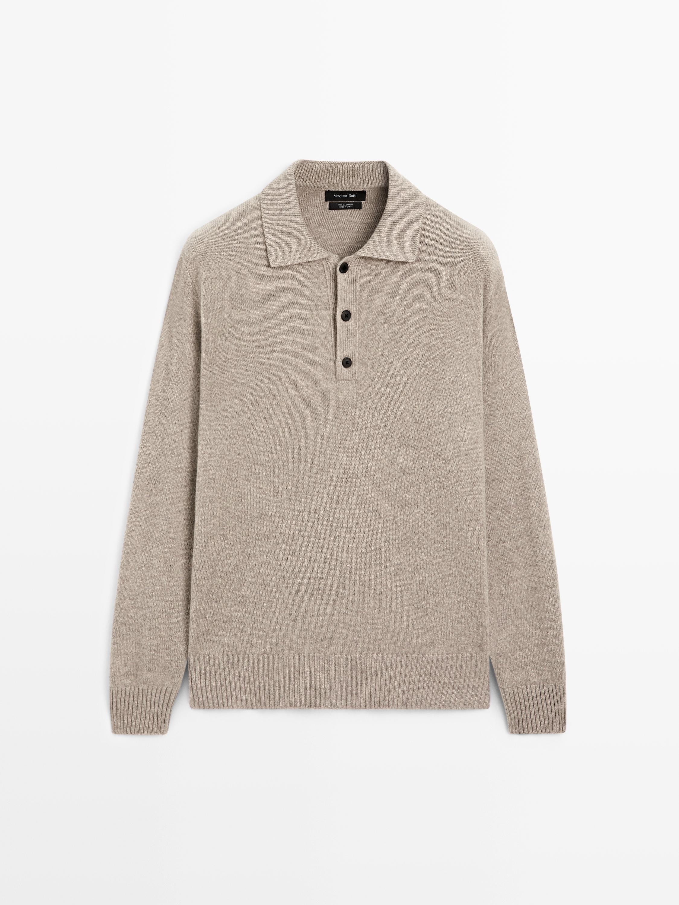 100% cashmere knit polo sweater