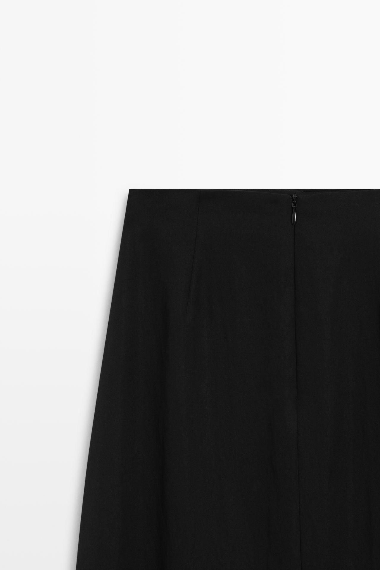 Straight midi skirt with button detail — BLACK
