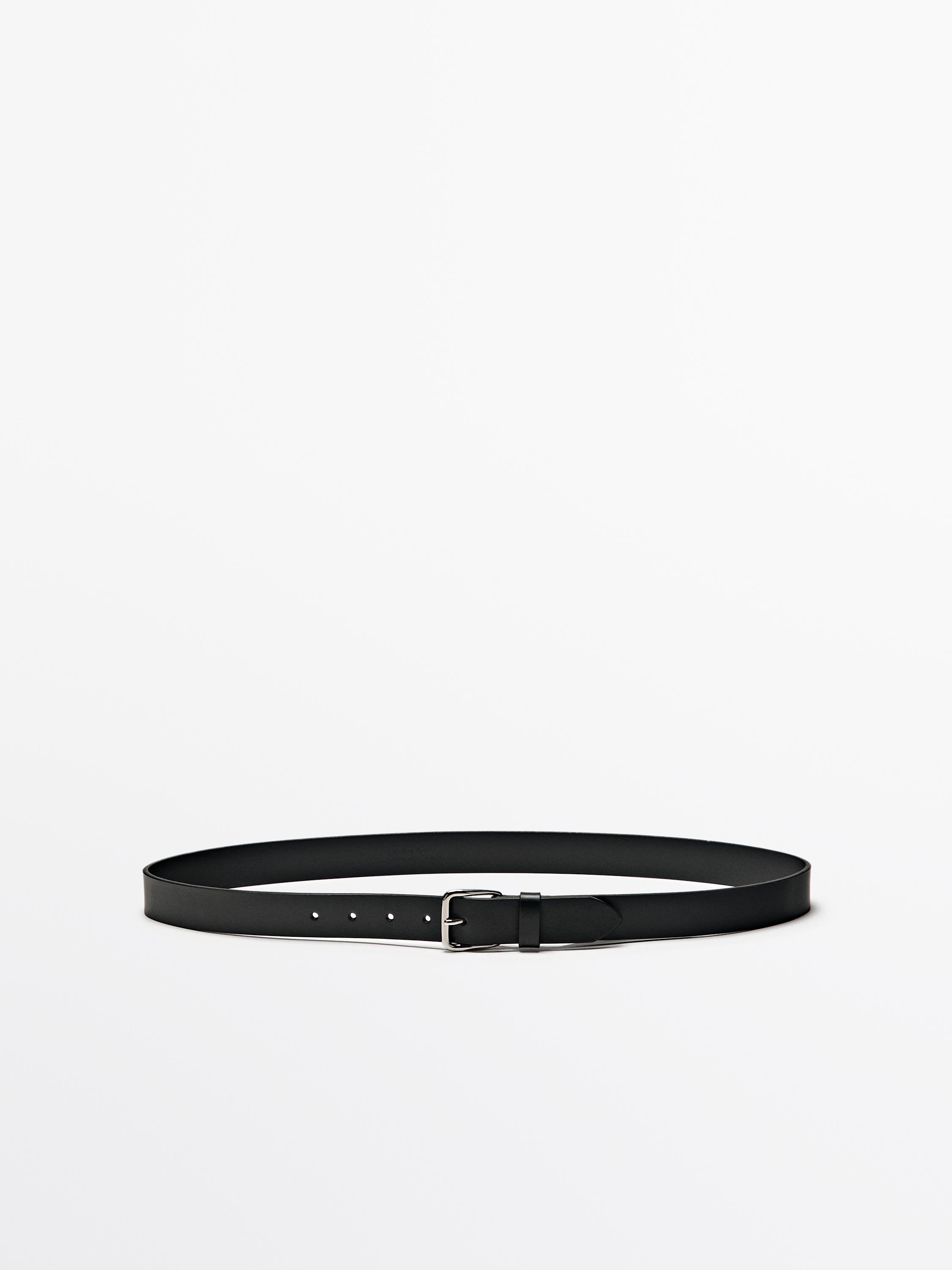 Nappa leather belt with square buckle