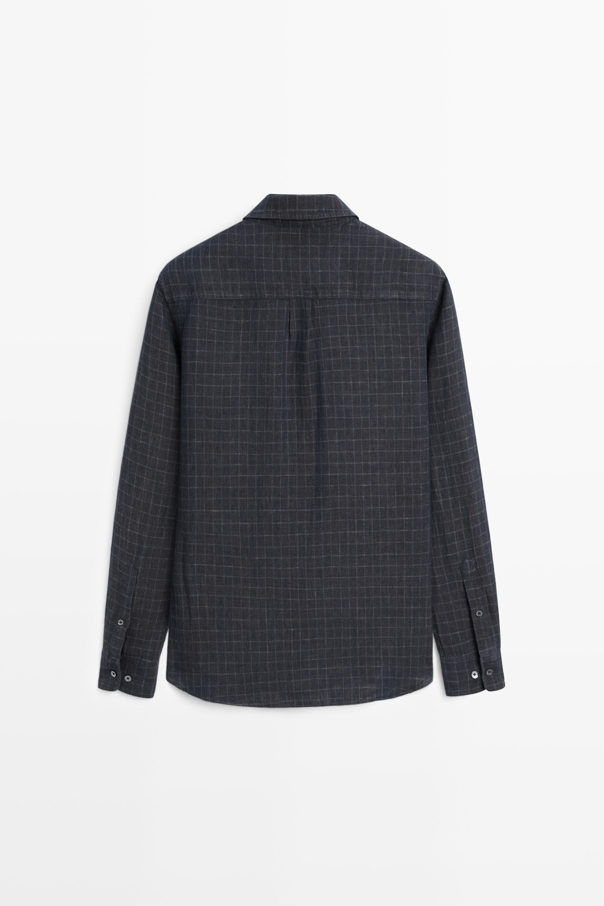 100% linen regular fit check shirt — LEAD