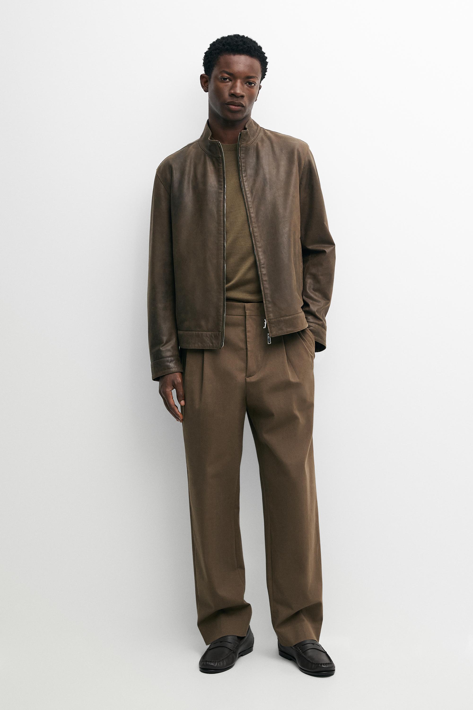Nappa leather jacket with collar detail