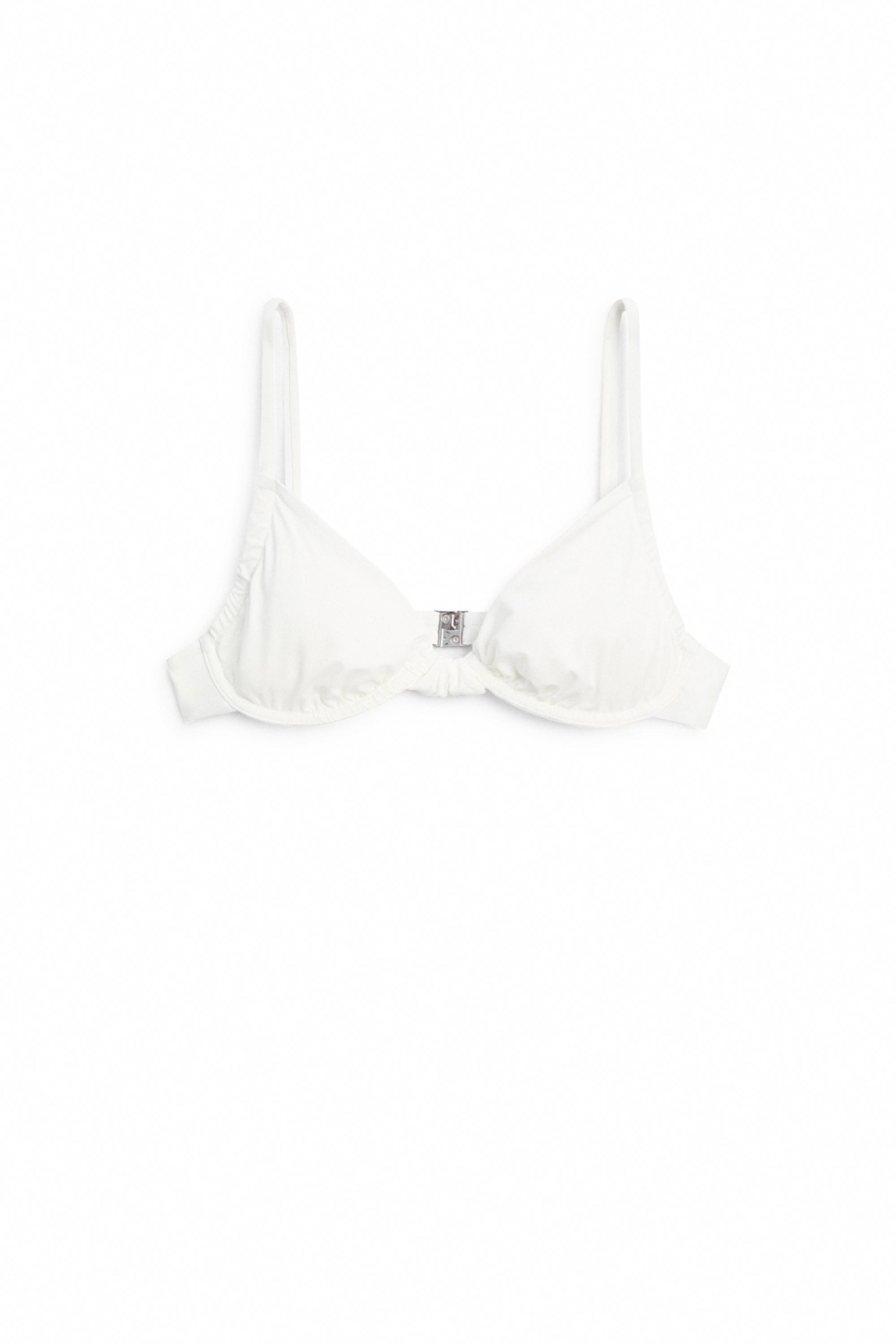 Gathered bikini top with underwire — Off white