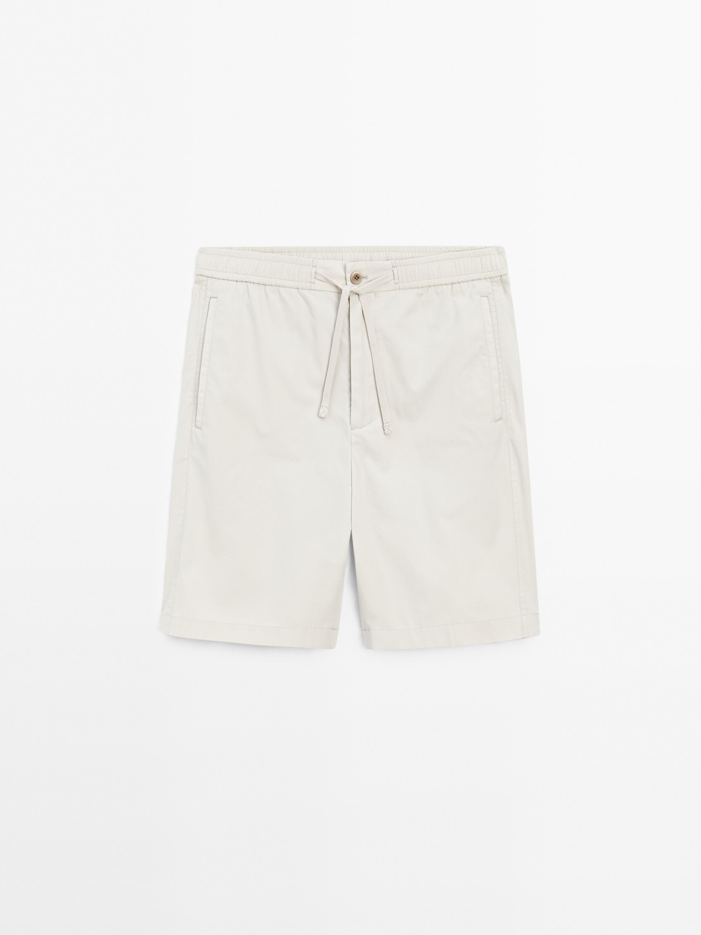 Joggingbermudas i poplin