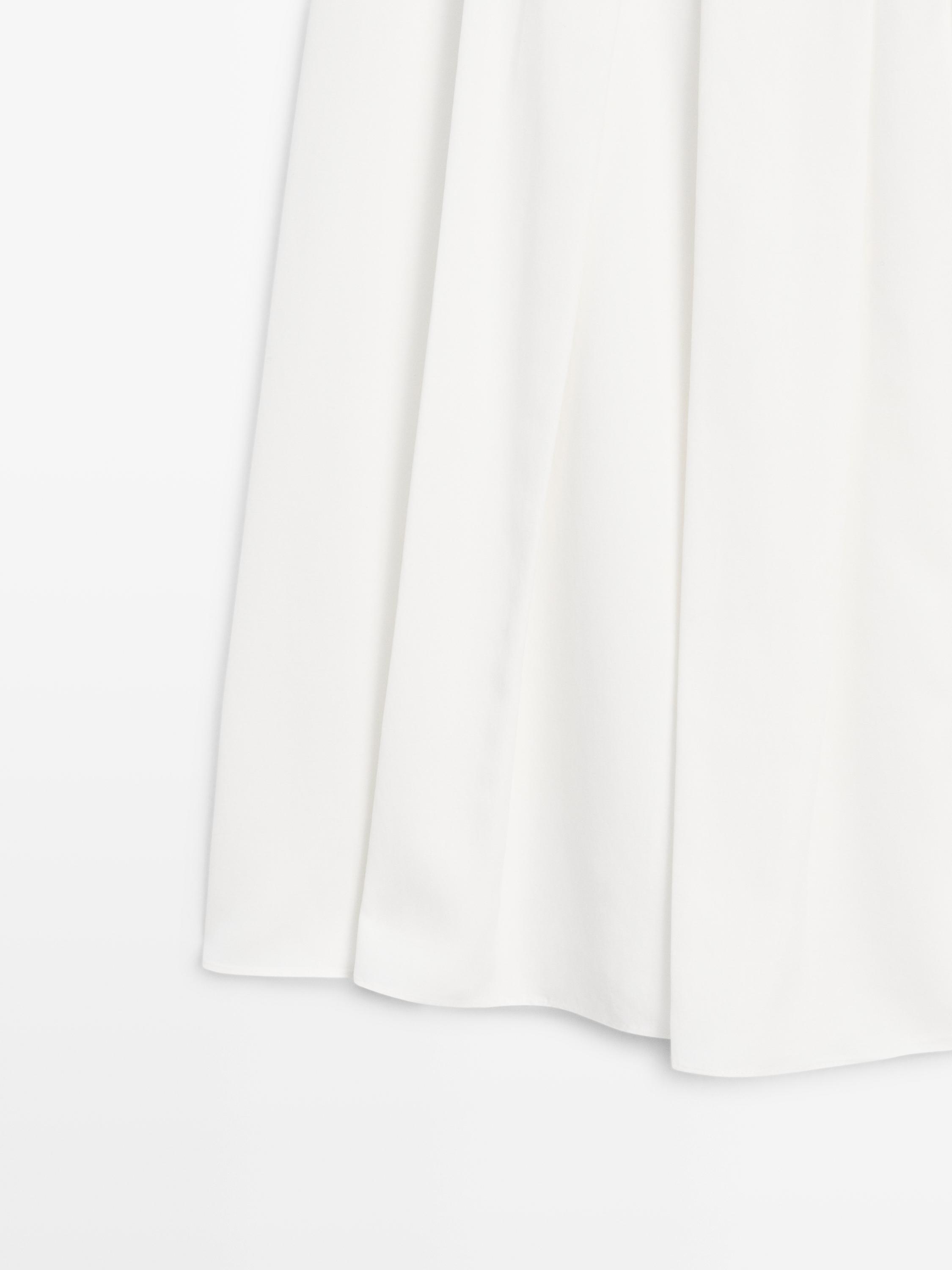 Midi skirt with box pleats — WHITE