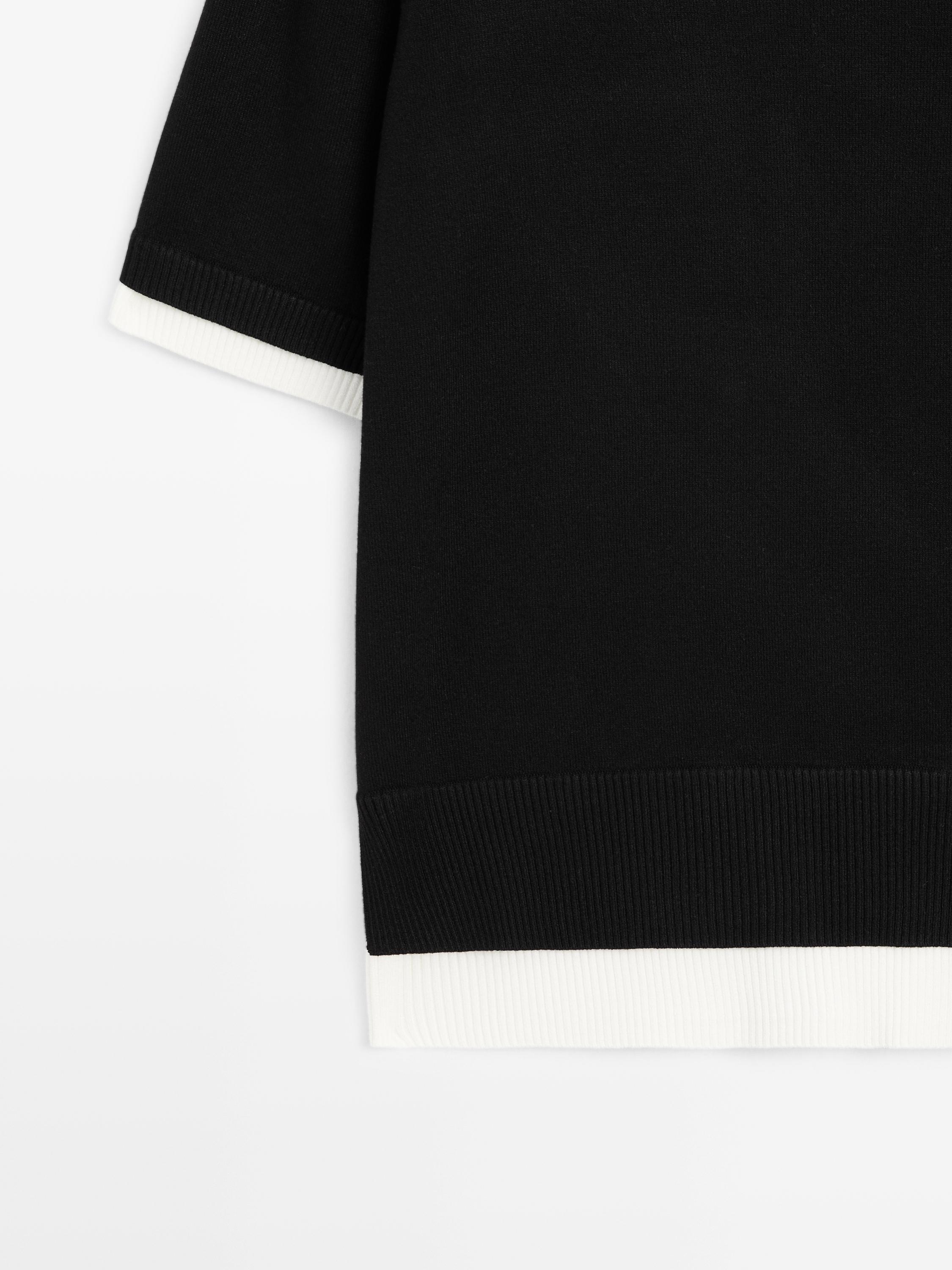 Doppellagiges Strickshirt mit kurzen Ärmeln