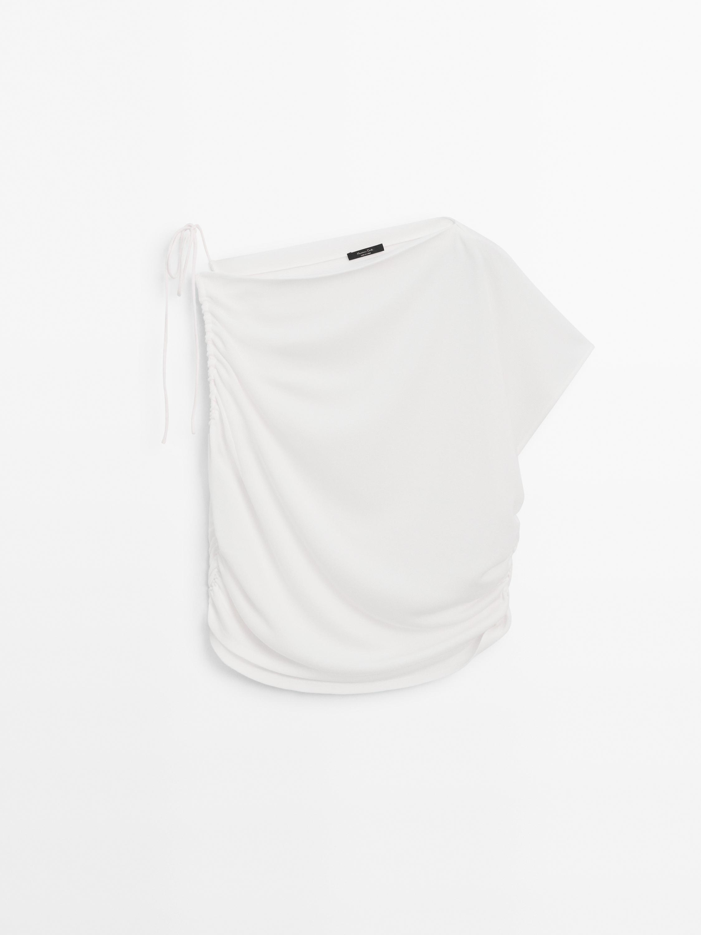 Draped top with asymmetric neckline