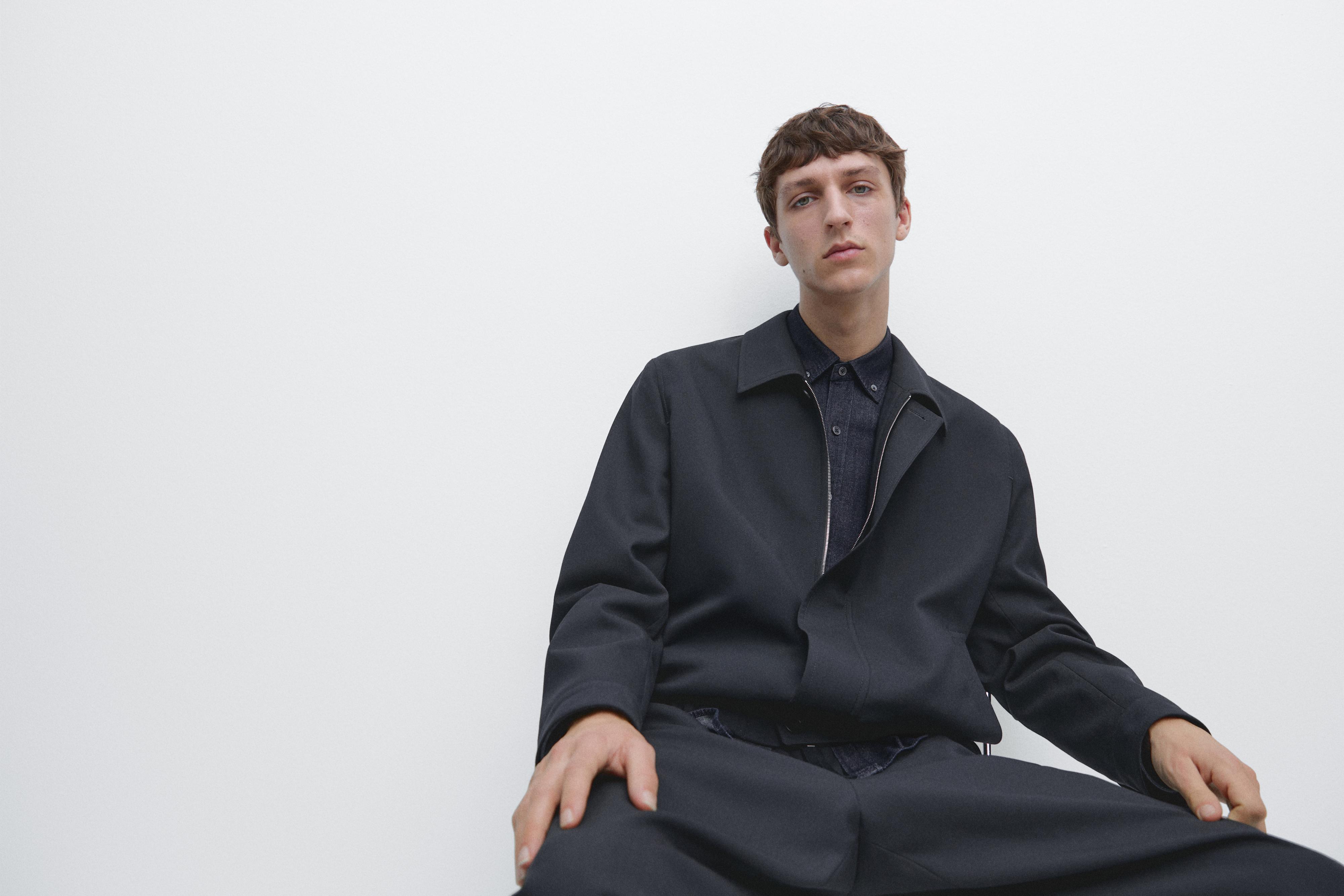 Cold wool total look jacket — NAVY BLUE