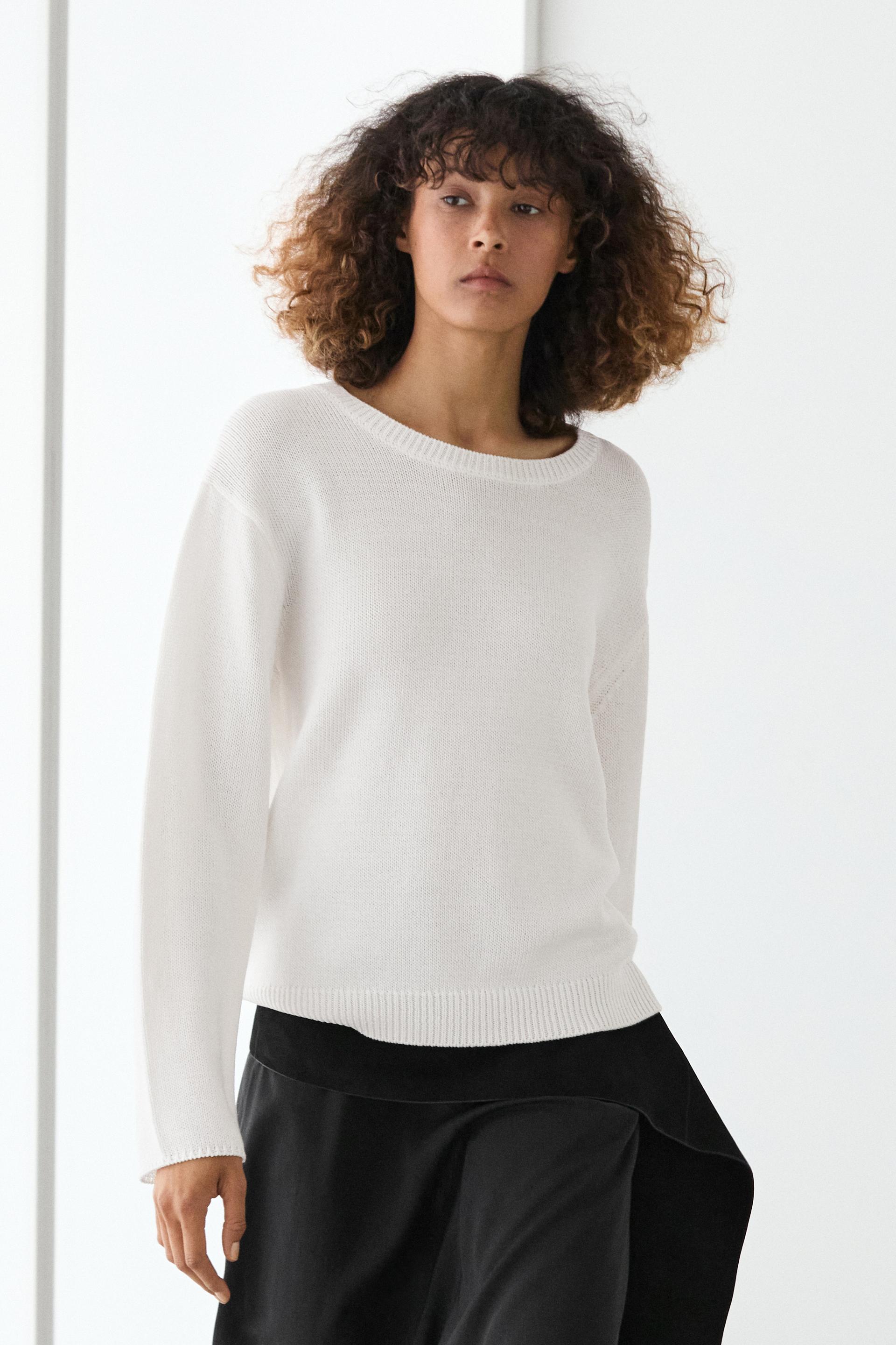 Camisola De Malha Algodão Mercerizado - Branco - M - Massimo Dutti - Mulher