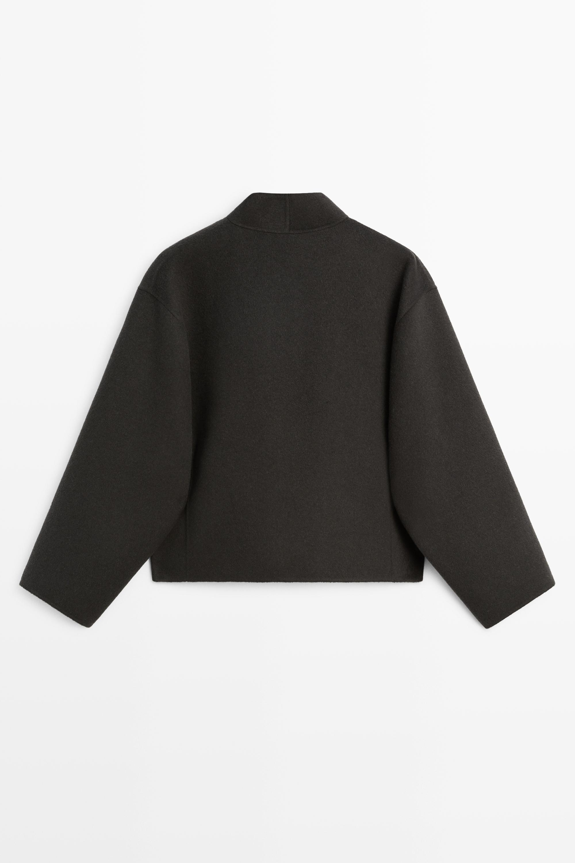 Short wool blend coat with button detail