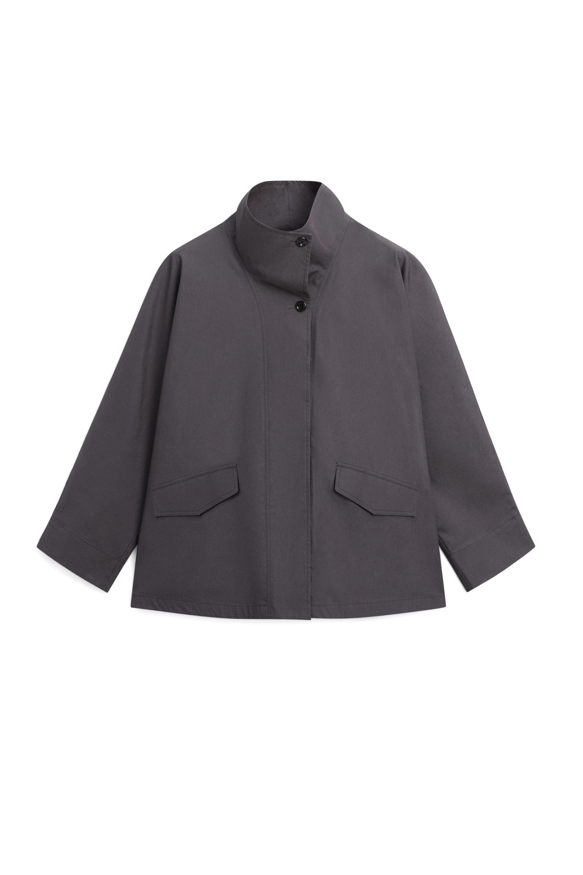 Short cotton cape jacket — DARK BLUE