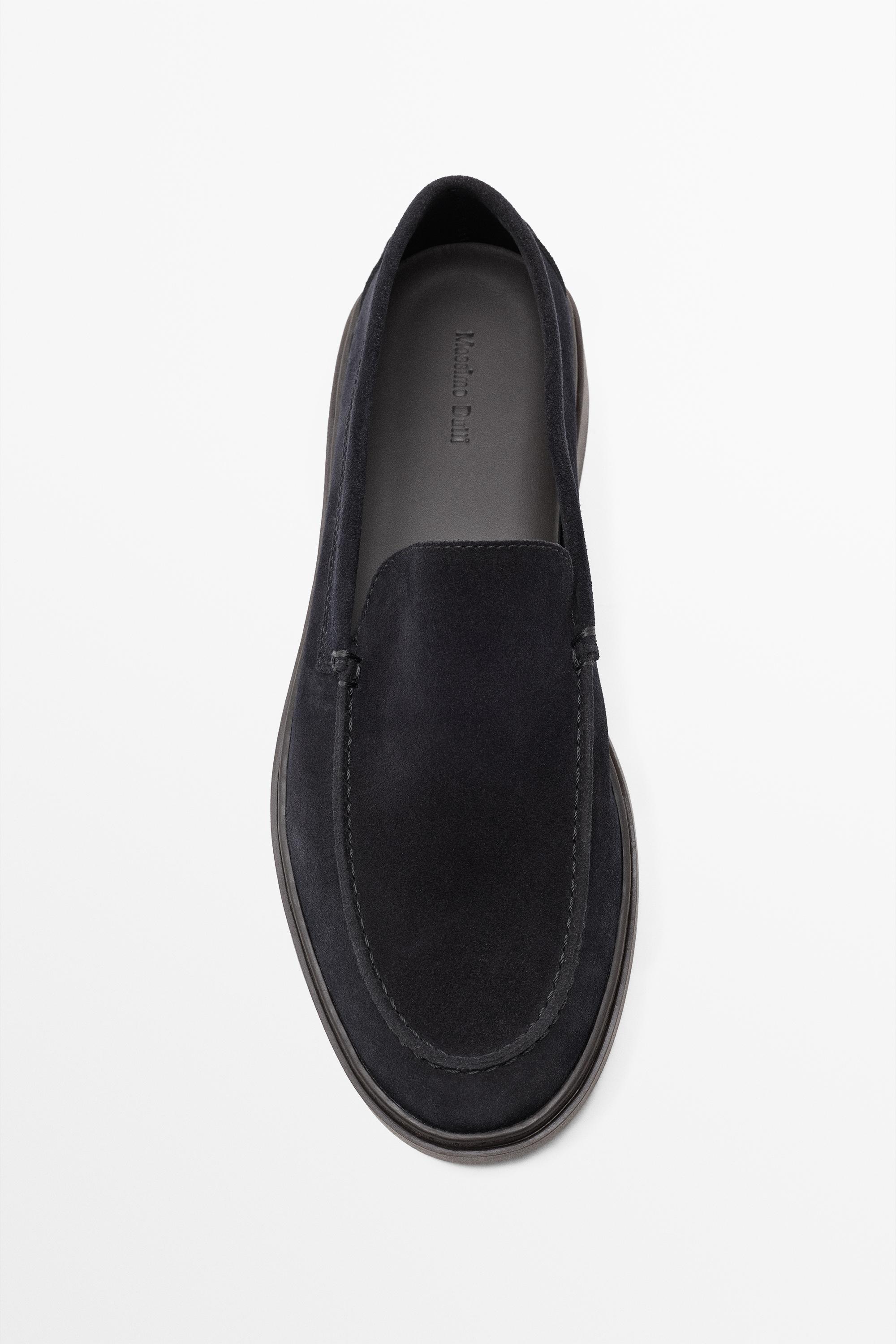 Split suede leather loafer — Dark blue