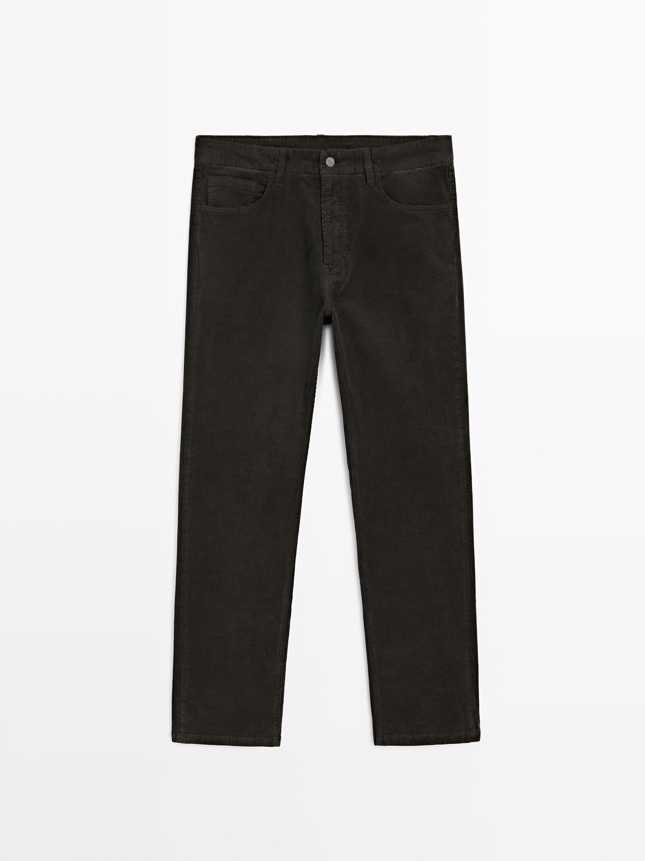 Massimo Dutti - Heren - Slim Fit Corduroy Denim Broek - Grijs - 31