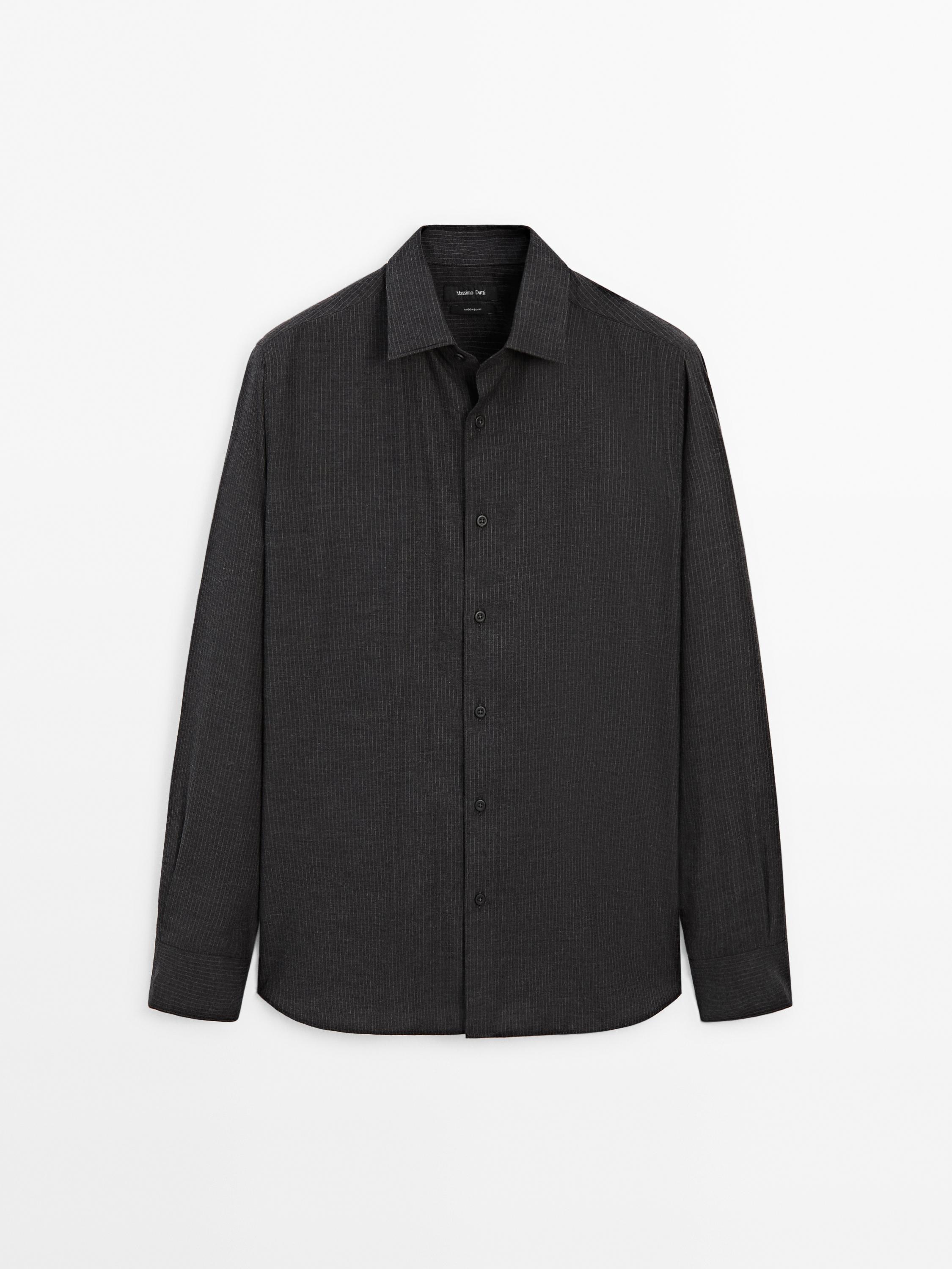 100% cotton regular fit micro-striped shirt