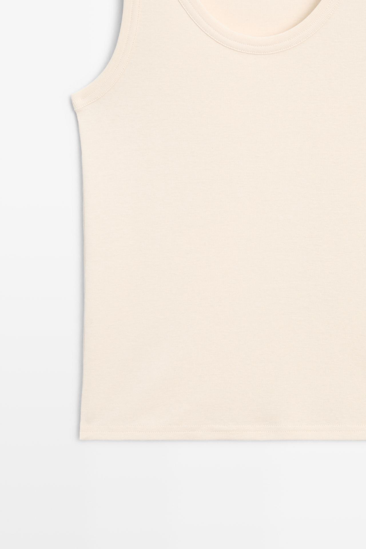 Sleeveless 100% cotton T-shirt — Beige