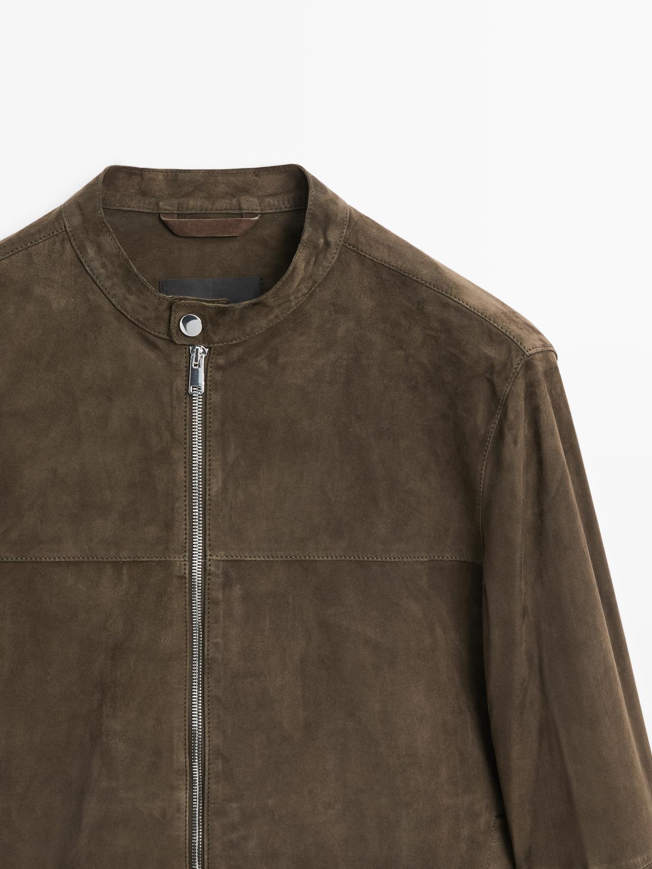 Suede leather jacket — KHAKI