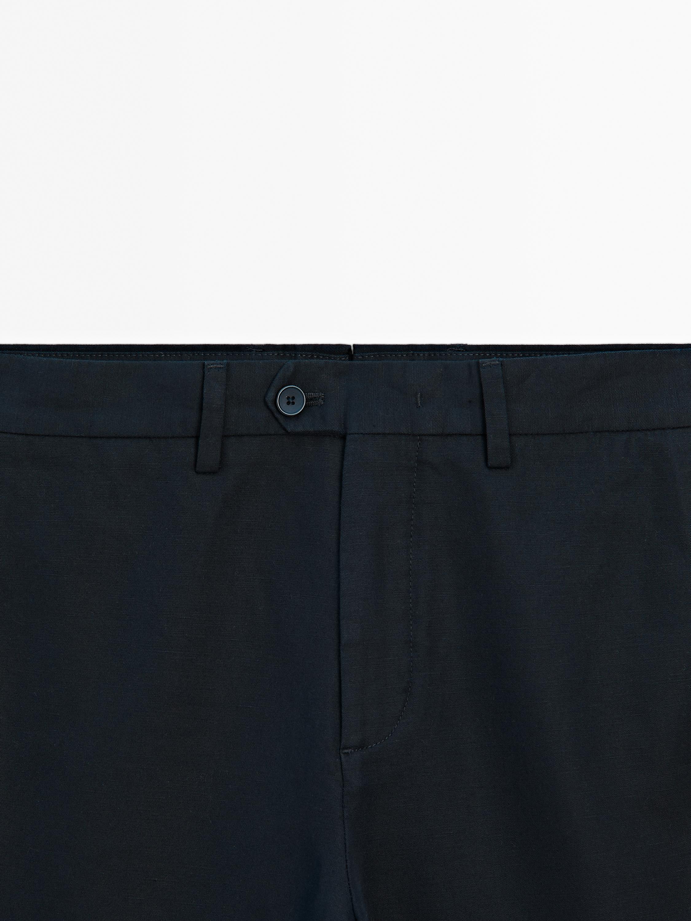 Cotton blend tapered fit trousers