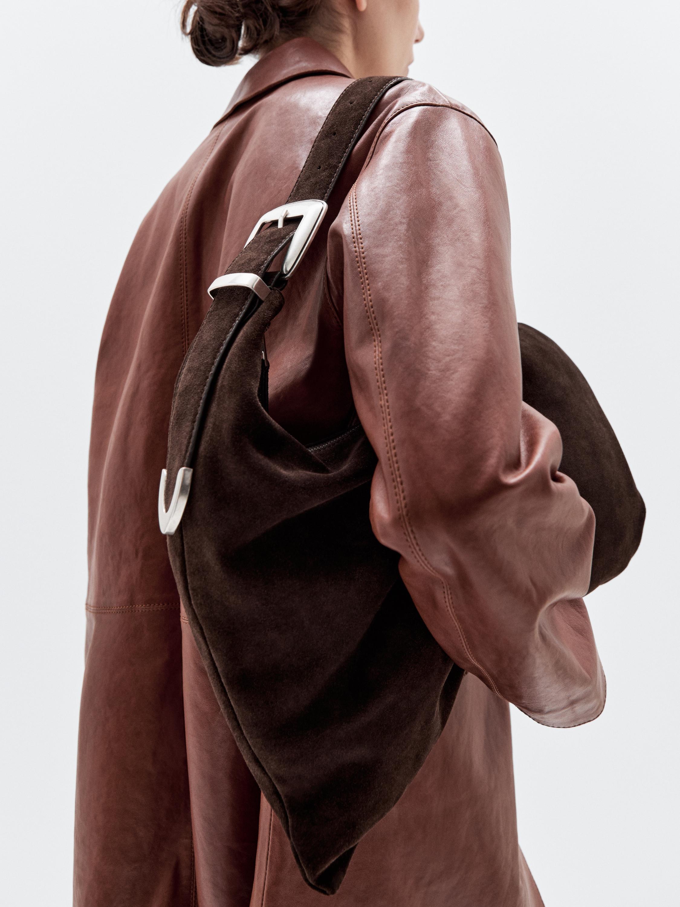 Maksiveske i semsket skinn