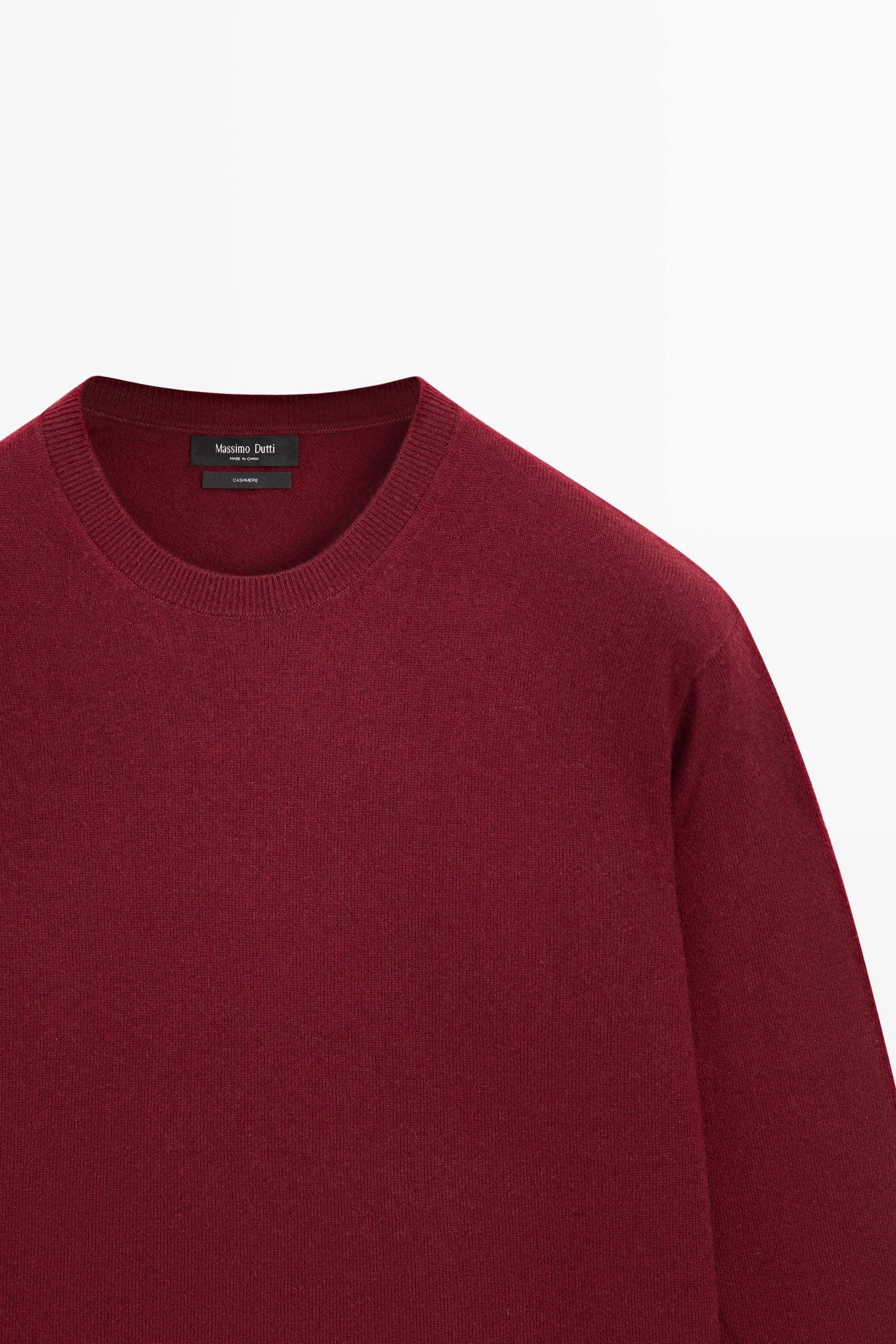 100% cashmere ribbed knit sweater — DARK PINK