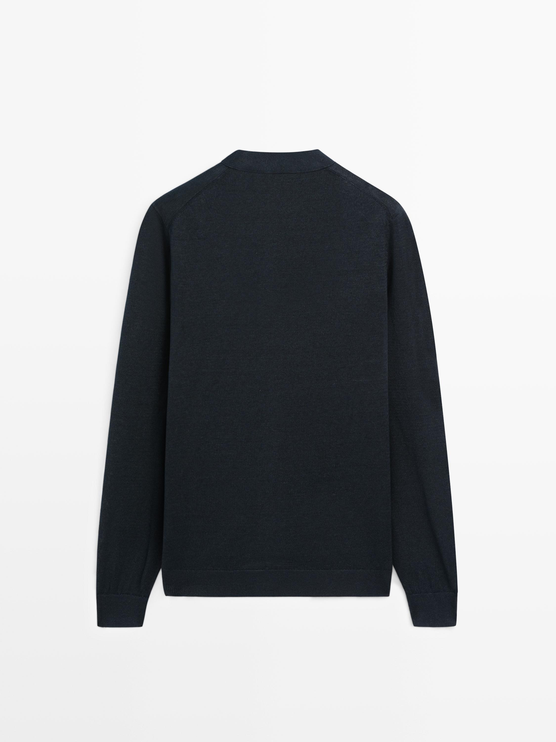 Linen knit cardigan with buttons — NAVY BLUE