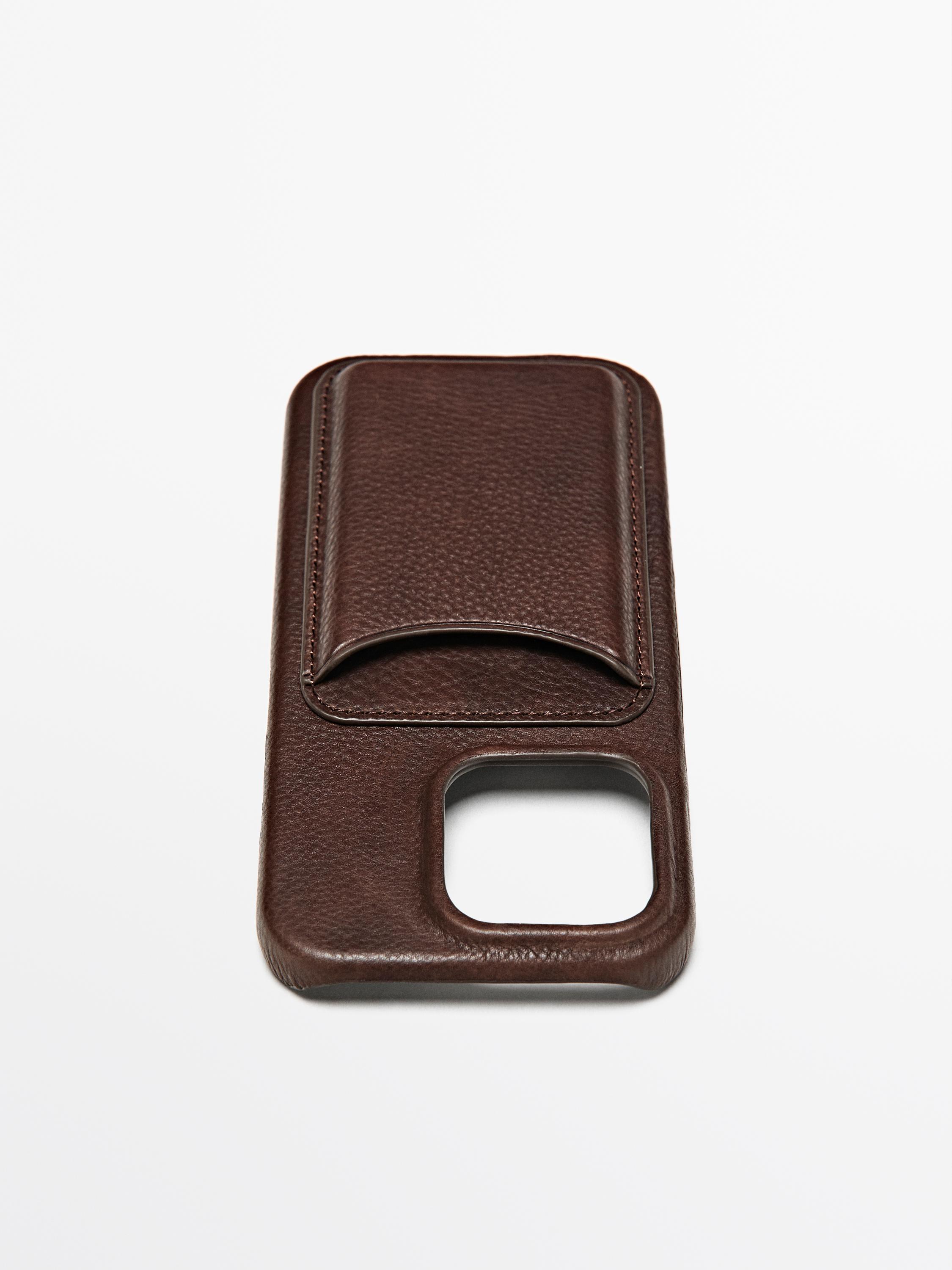 Nappa leather iPhone 16 Pro case — BROWN
