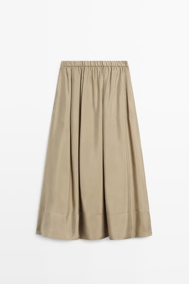 Flowing elastic waist midi skirt — SAND 2
